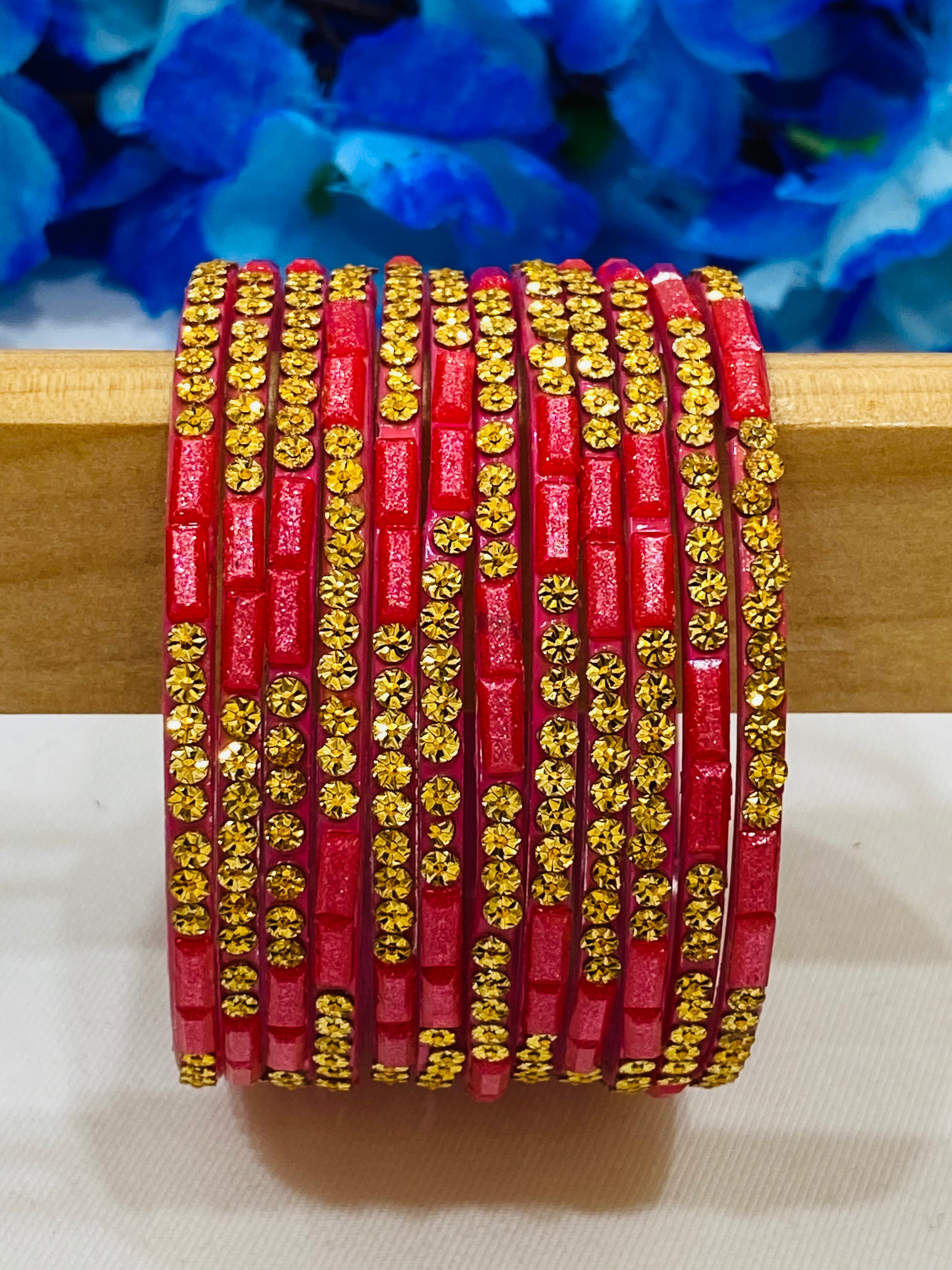 Elegant Pink Stone Glass Bangles for Women - Stylish Handmade Jewelry for Parties, Weddings & Everyday Wear