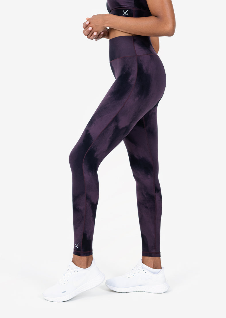 Life Active Marble High Waist Yoga Pants for Women - Tummy Control Workout Leggings - Comfortable Gym Running & Lounge Wear (Mulberry)