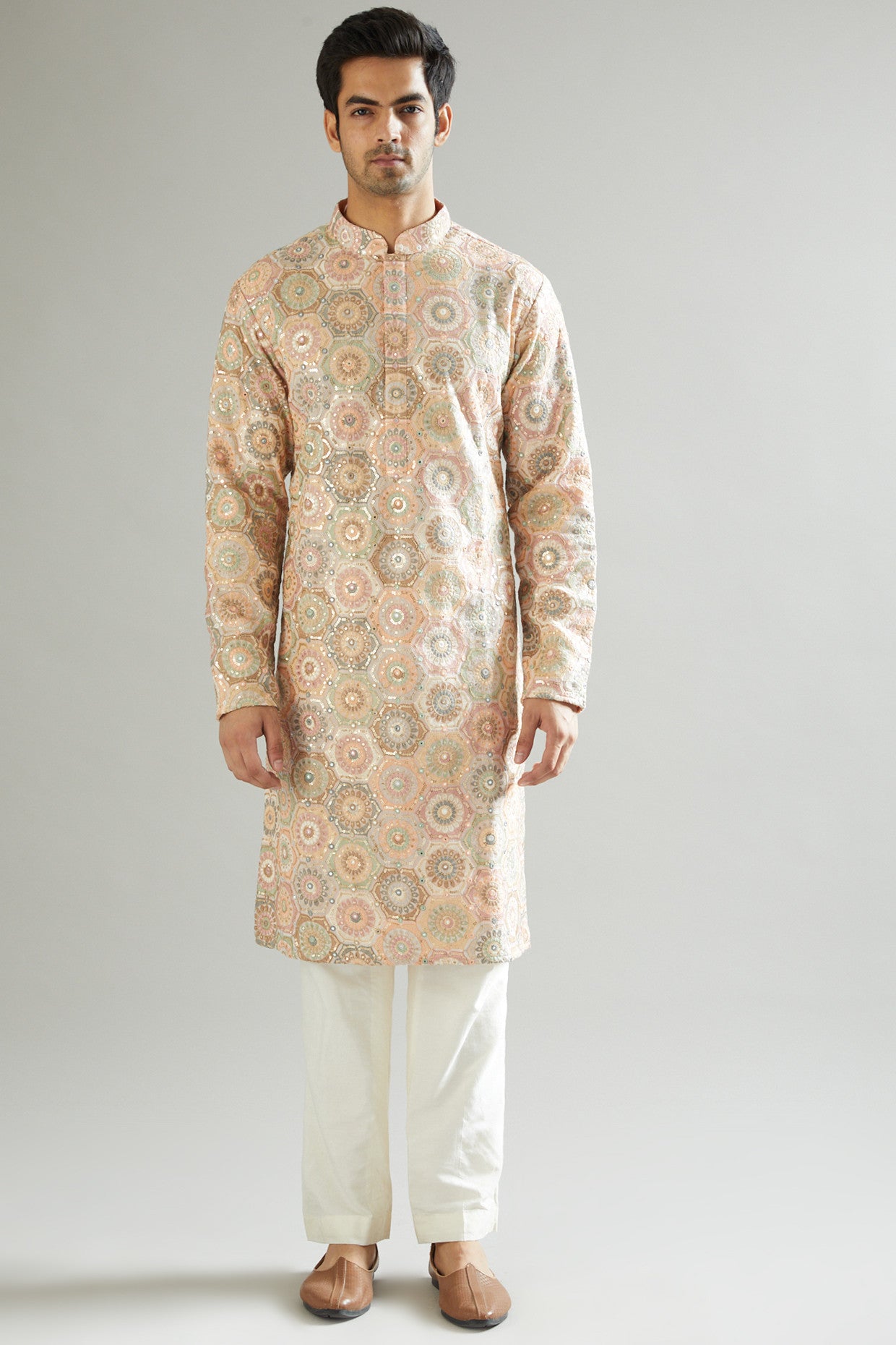 Peach Embroidered Kurta for Women | Traditional Indian Cotton Tunic Top | Perfect for Festivals, Weddings & Casual Wear
