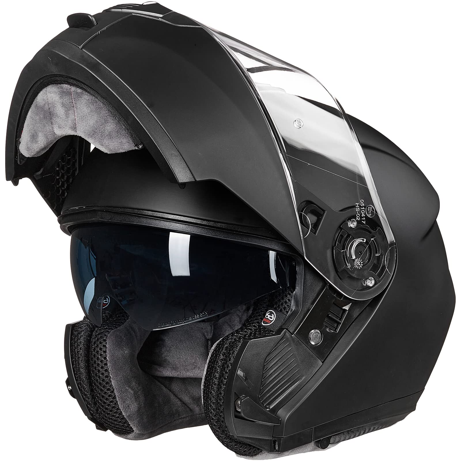 ILM Adult Motorcycle Modular Full Face Helmet - DOT Approved Flip Up Dual Visor Helmet for Men & Women (Matte Black, Large) - Perfect for Street Biking, Commuting & Long Distance Rides