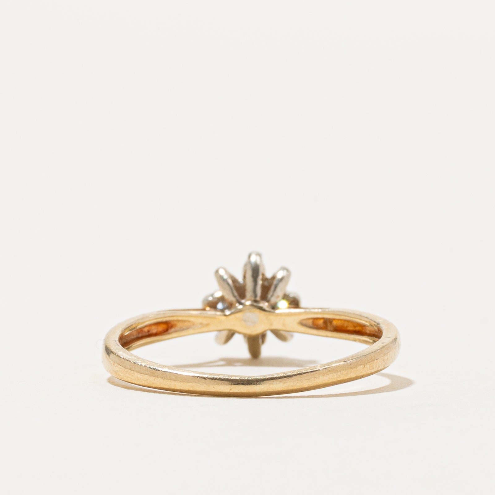 10K White Gold Diamond Petal Petite Ring | 0.05ctw | Size 3.75 | Dainty Floral Engagement Ring for Women | Perfect for Anniversary, Proposal & Everyday Wear