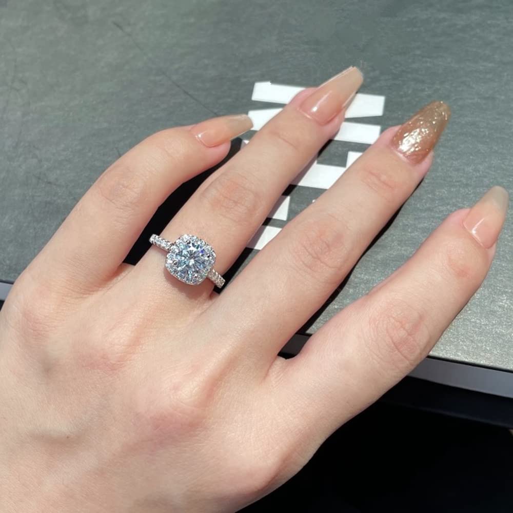 1.25ct Cushion Cut Halo Moissanite Engagement Ring for Women - 10K White Gold Wedding Band, Anniversary Gift for Her - Perfect for Proposals, Bridal Jewelry & Special Occasions