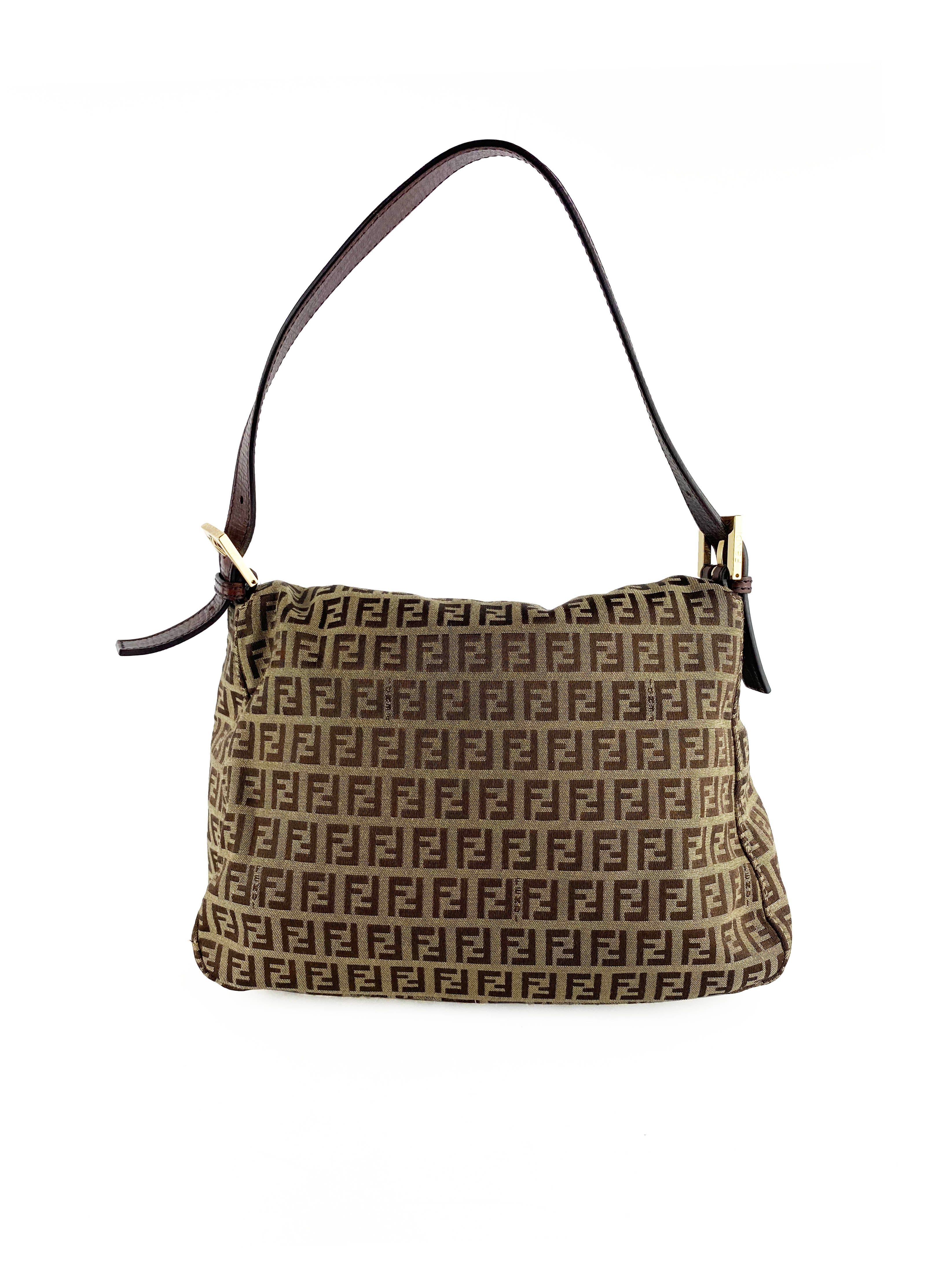 Fendi Vintage Mamma Baguette Zucca Shoulder Bag - Authentic Leather Handbag for Women, Luxury Designer Purse for Everyday Use & Special Occasions