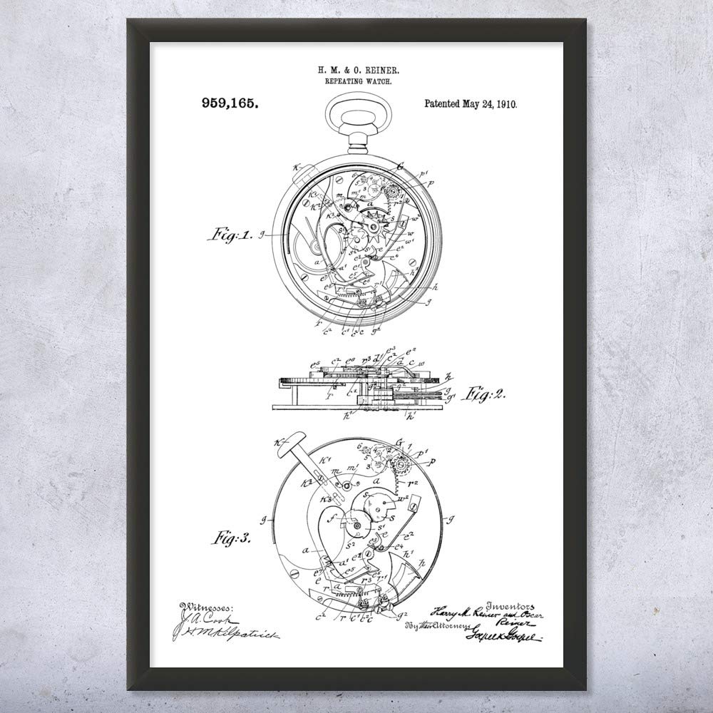 Vintage Mechanical Pocket Watch Blueprint Art - Watchmaker Gift, Jewelry Store Decor (9x12) - Perfect for Home & Office Wall Decor