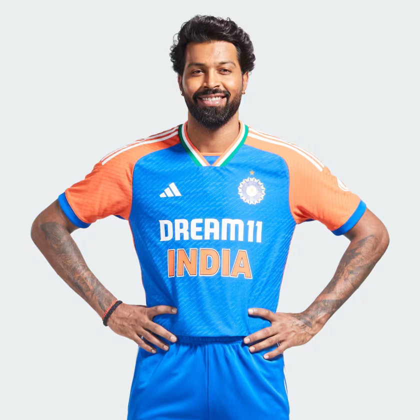 Authentic India Cricket T20 International Player Jersey - Dark Blue & True Orange - Perfect for Cricket Matches, Fan Events & Sports Enthusiasts