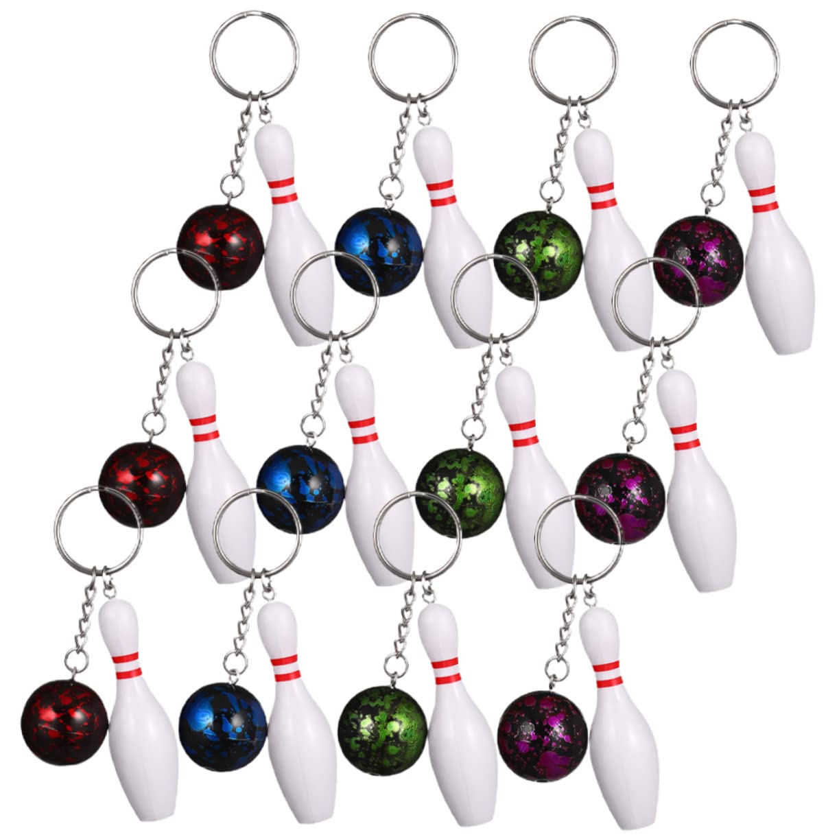 BELLIFFY 36 Pcs Bowling Keychain Set - Cute PVC Bowling Ball & Baseball Keychains for Sports Fans - Perfect for Gifts, Party Favors, and Bag Accessories