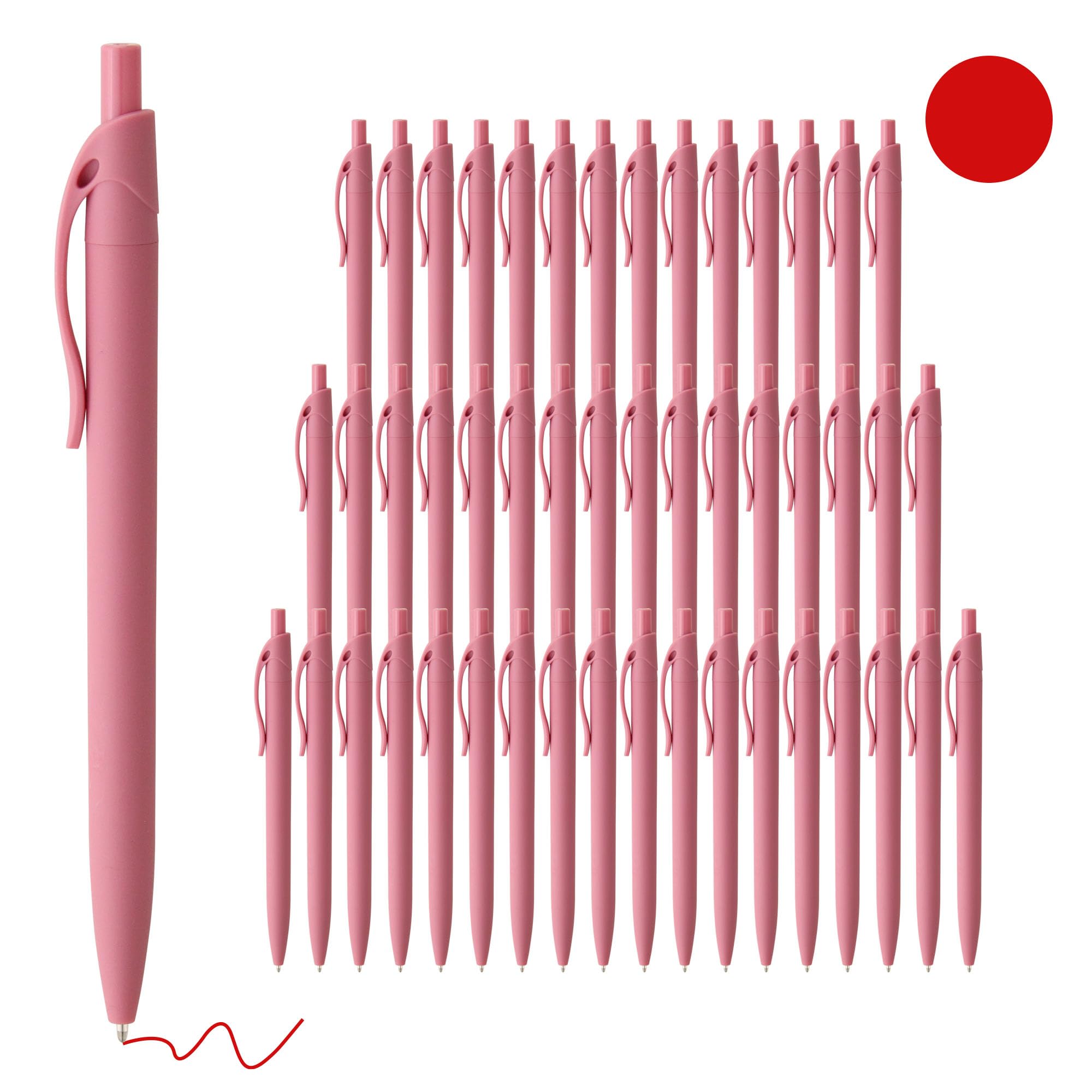 50 Pack No Bleed Red Click Pens - Bulk Retractable Ballpoint Pens with 1.0mm Medium Point & Smooth Ink Flow - Ideal for Office, School, Note Taking & Gift Giving
