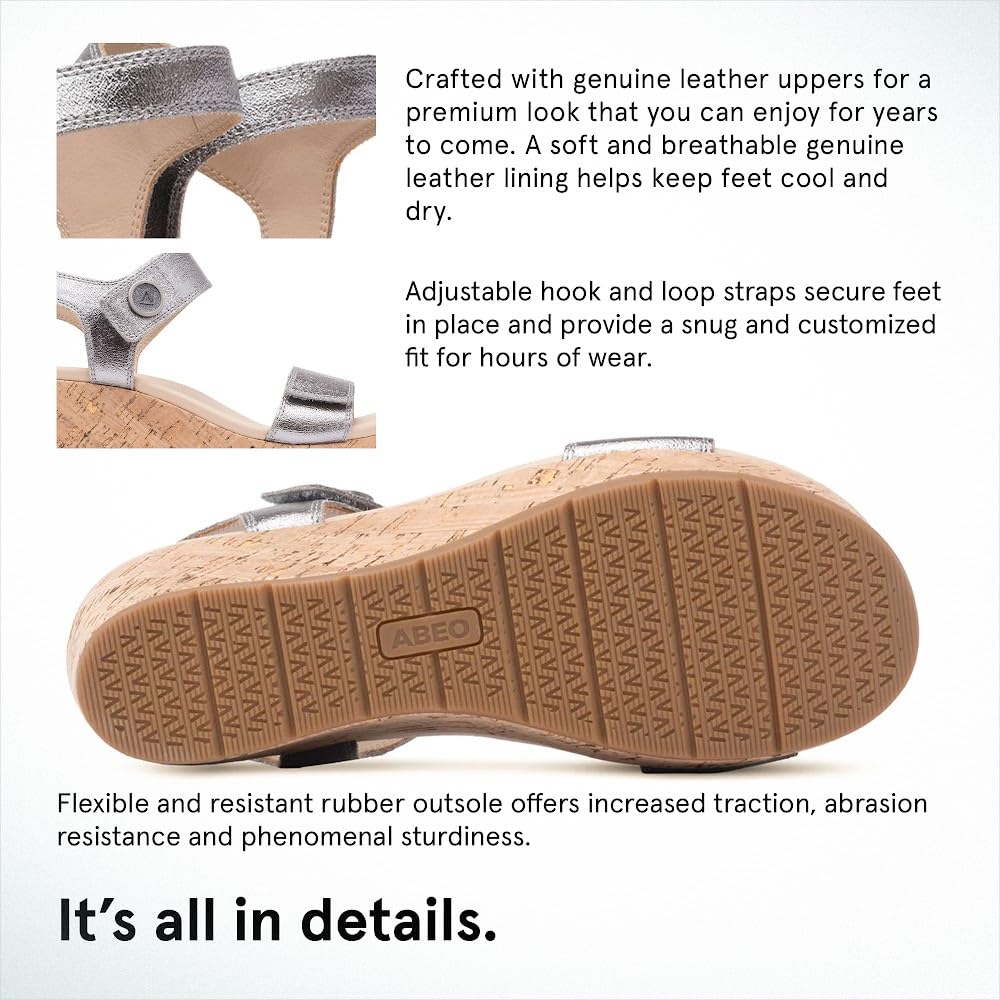 ABEO Riviera Arch Support Sandals for Women - Comfortable Walking Sandals with Metatarsal Pads & Ball of Foot Pain Relief - Perfect for Travel, Work & Everyday Wear