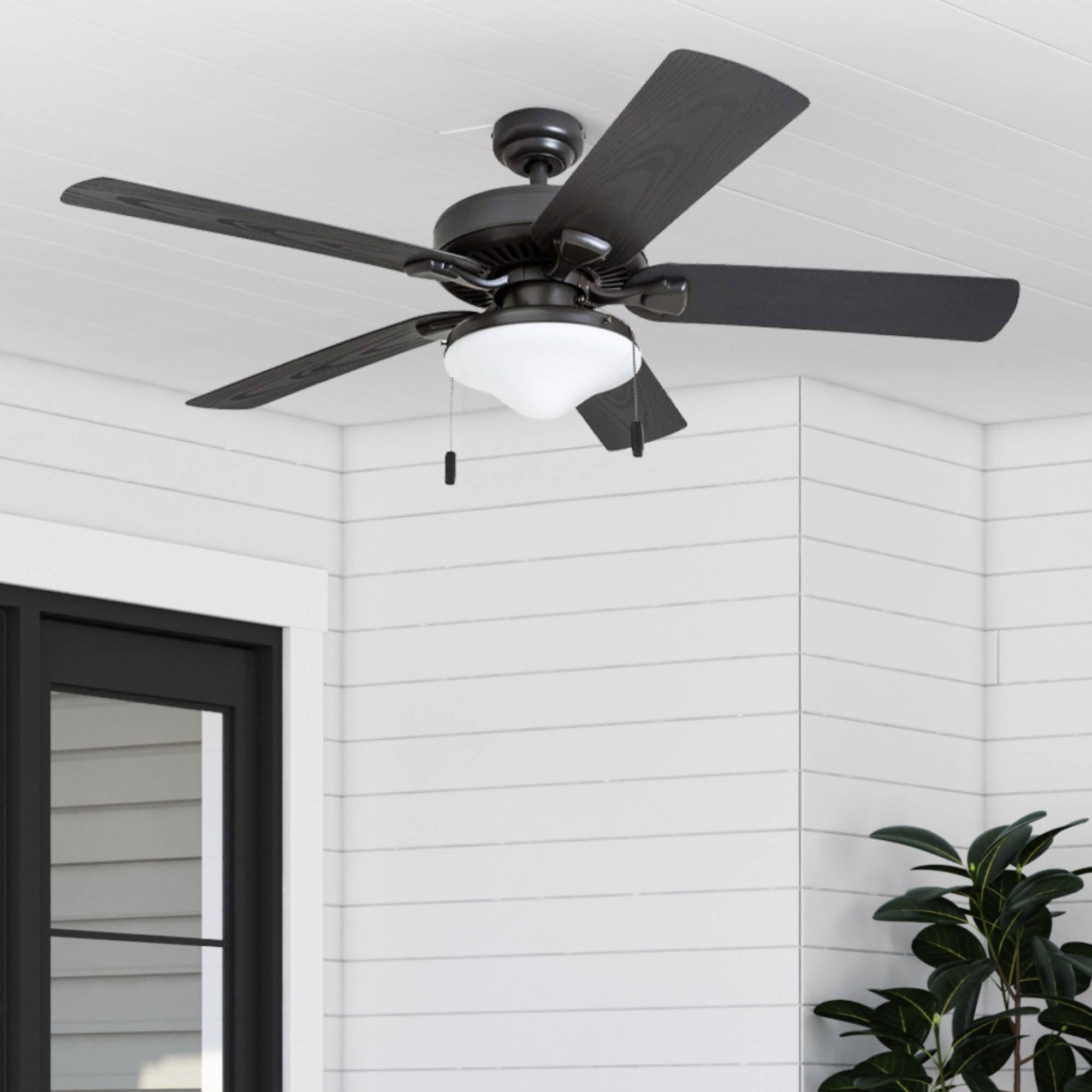Honeywell Belmar 52 Inch Indoor/Outdoor Ceiling Fan with LED Light - 5 Blade Tri-Mount Design, Pull Chain Control, ETL Damp Rated, Bronze (50512-01) - Perfect for Living Rooms, Bedrooms, Patios and Covered Outdoor Spaces