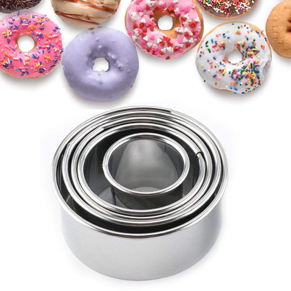 5-Piece Stainless Steel Cookie & Biscuit Cutters Set - Round Pastry Cutters for Dumplings, Donuts, Cakes, Scones | Durable Baking Tools for Home & Professional Use | Perfect for Holiday Baking, Birthday Parties & DIY Desserts
