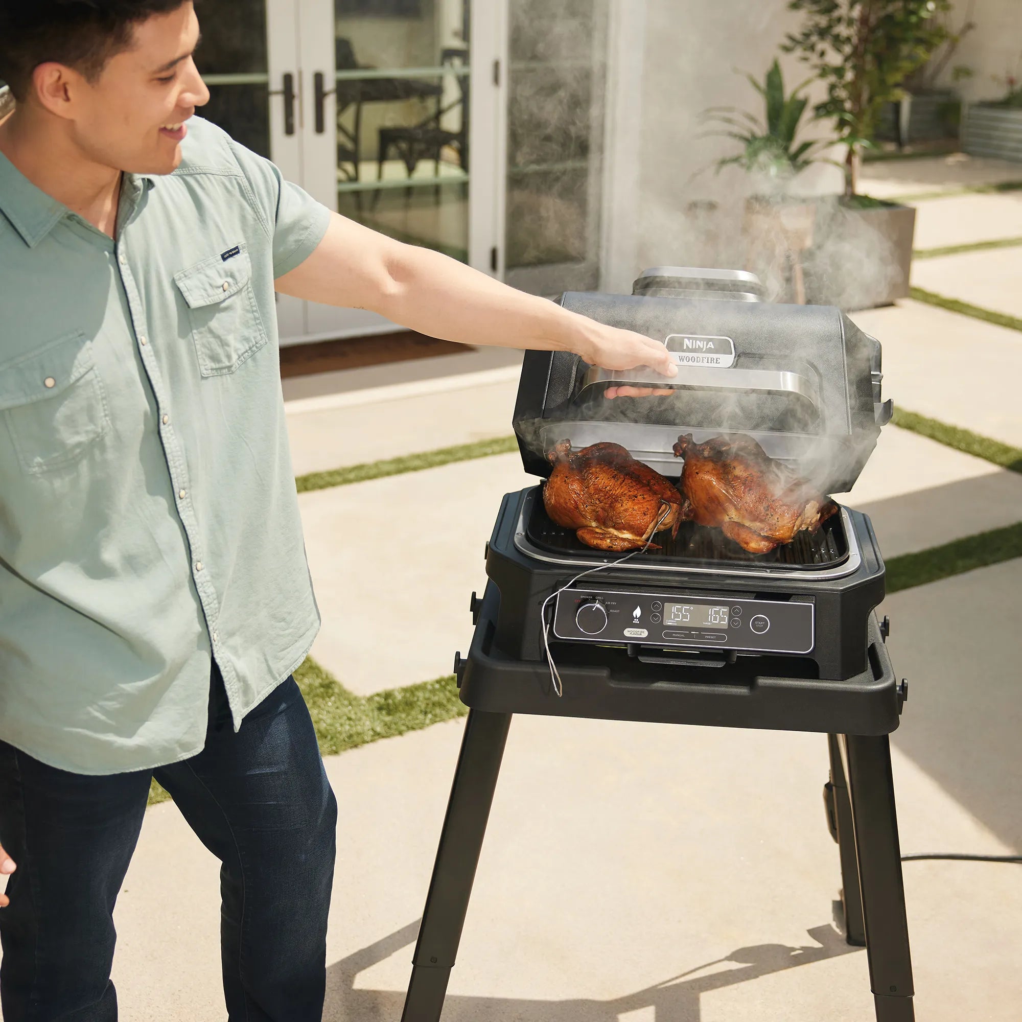 Ninja Woodfire Pro XL Outdoor Electric BBQ Grill & Smoker - Portable Grill for Backyard, Camping & Tailgating - Perfect for Smoking, Grilling & Roasting