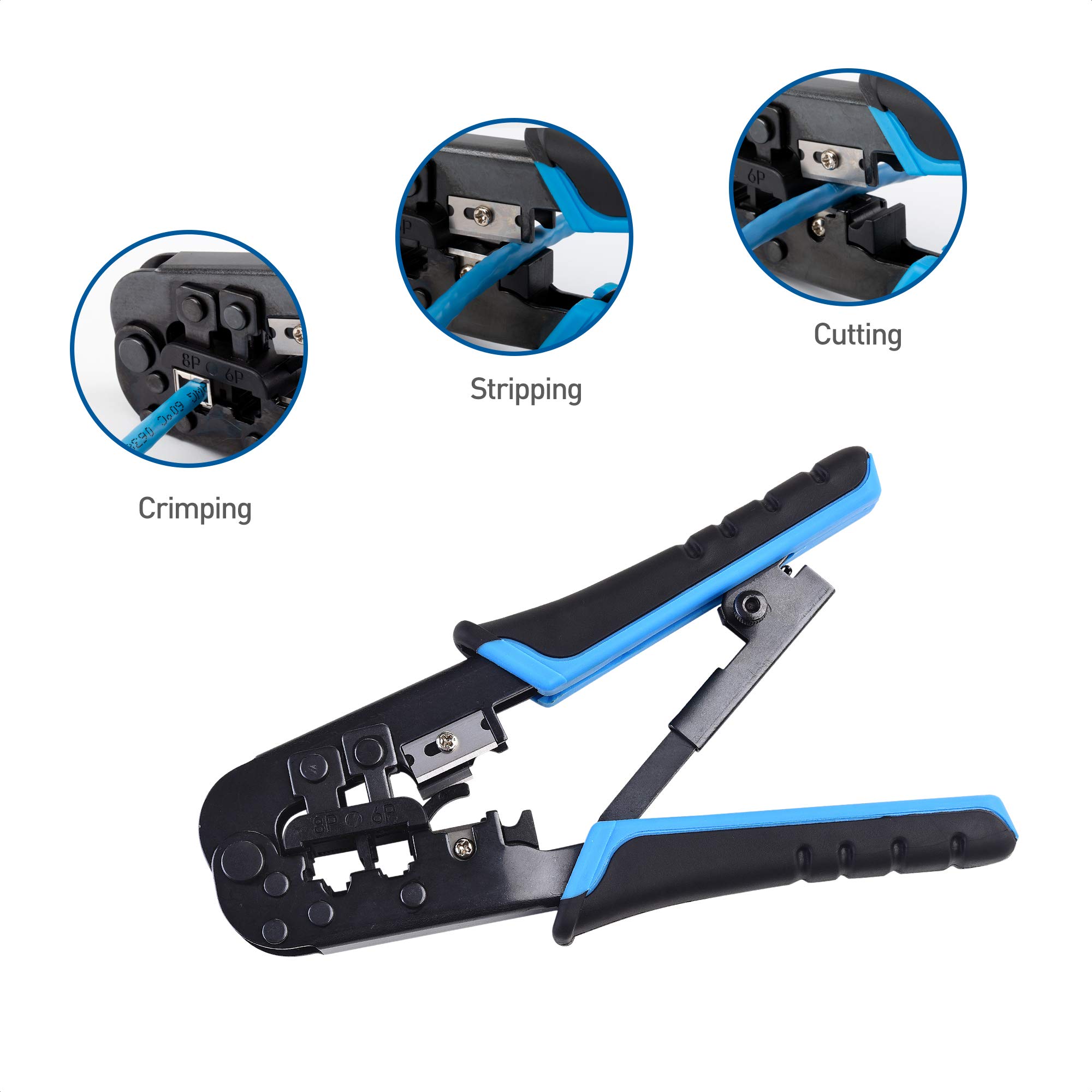 Cable Matters 7-in-1 Network Tool Kit with RJ45 Crimper, Punch Down Tool, Cable Tester & Accessories - Complete Ethernet Installation Set for Home & Office Networking (Includes Carrying Case)