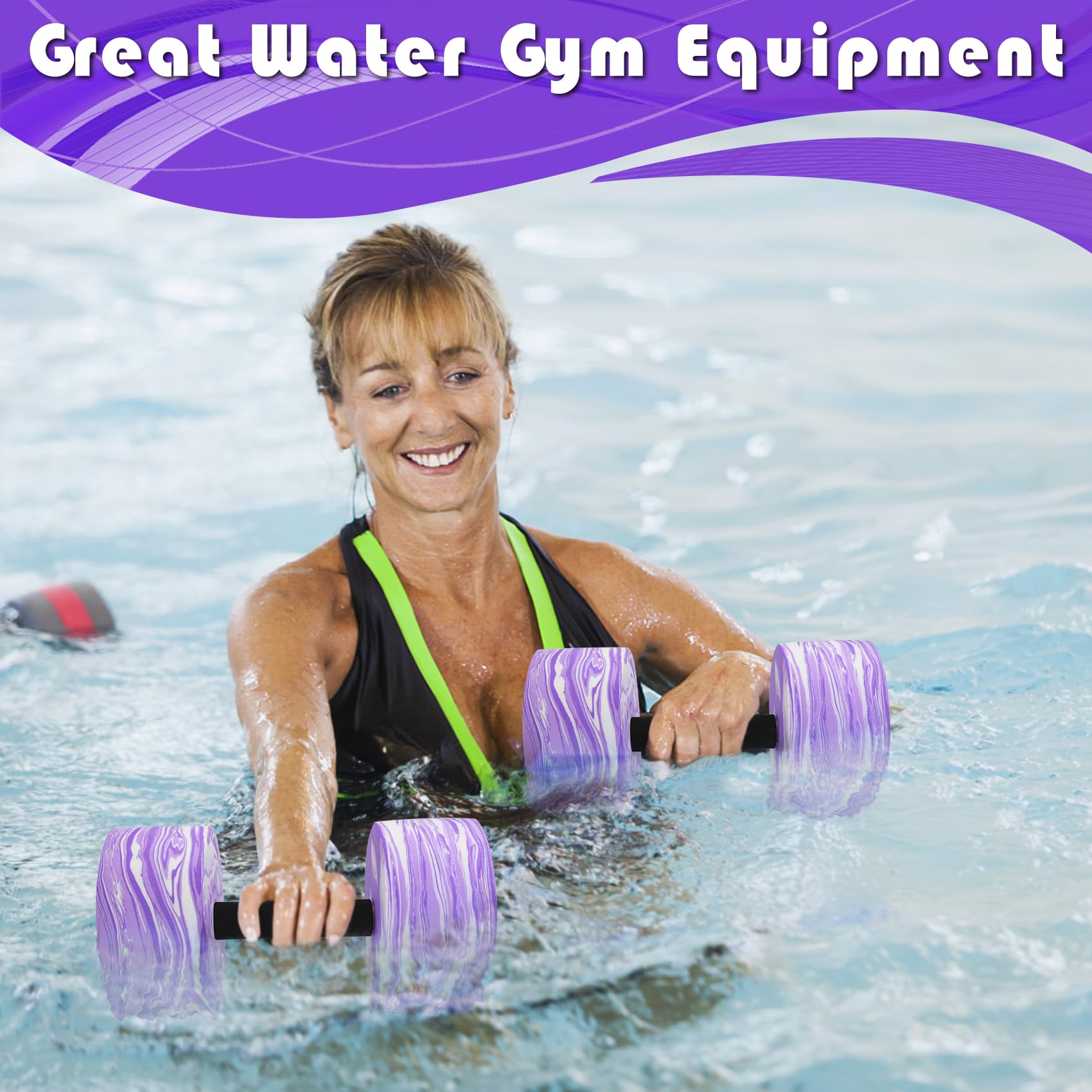 Upgraded Water Aerobics Set - Aquatic Exercise Dumbbells & Foam Swim Cuffs with Detachable Velcro | Water Fitness Equipment for Pool Workouts, Hydrotherapy & Low-Impact Training