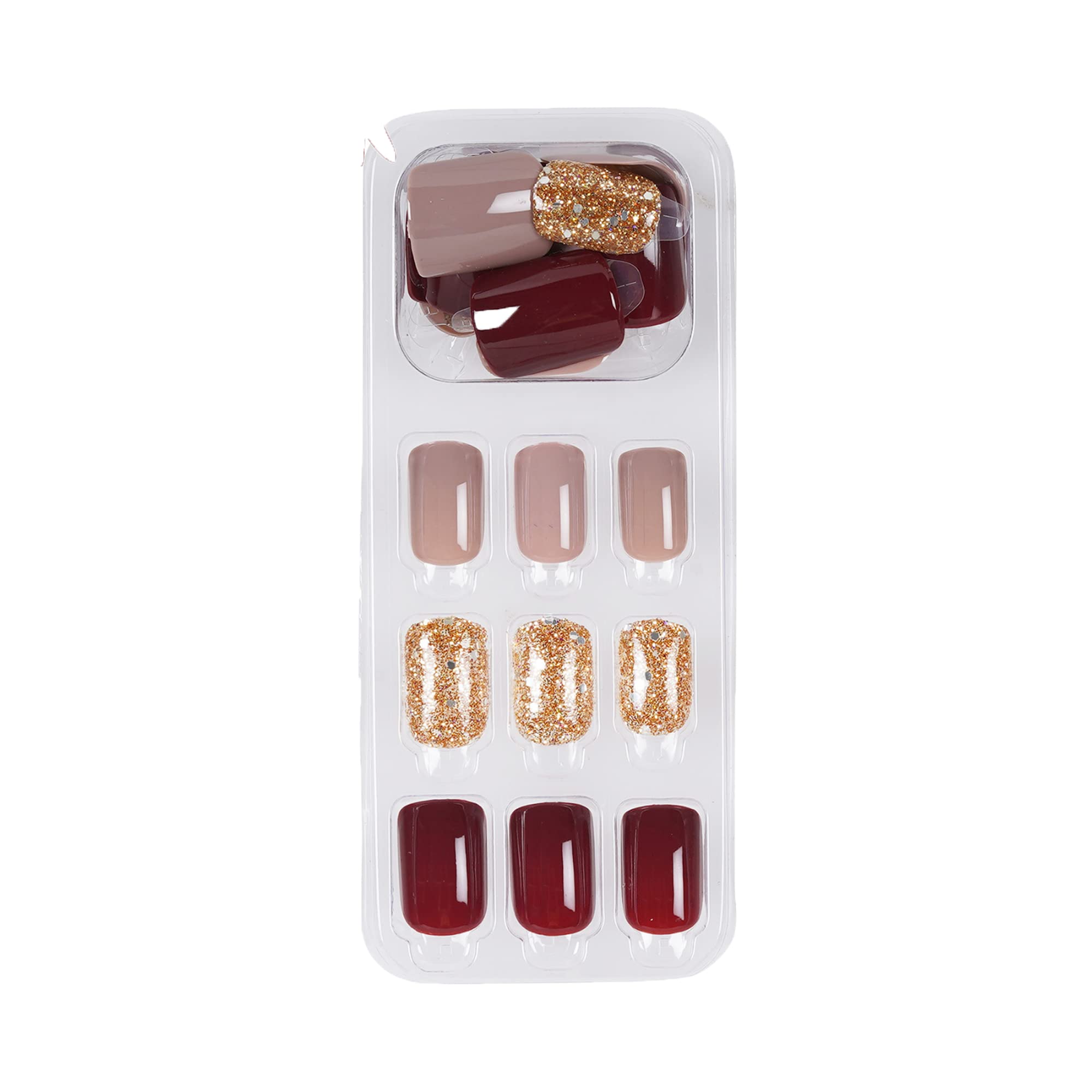 French Press On Nails Kit - Reusable Artificial Nails for Women & Girls | Acrylic Nail Extensions with No Glue Needed | Perfect for Parties, Weddings & Daily Wear