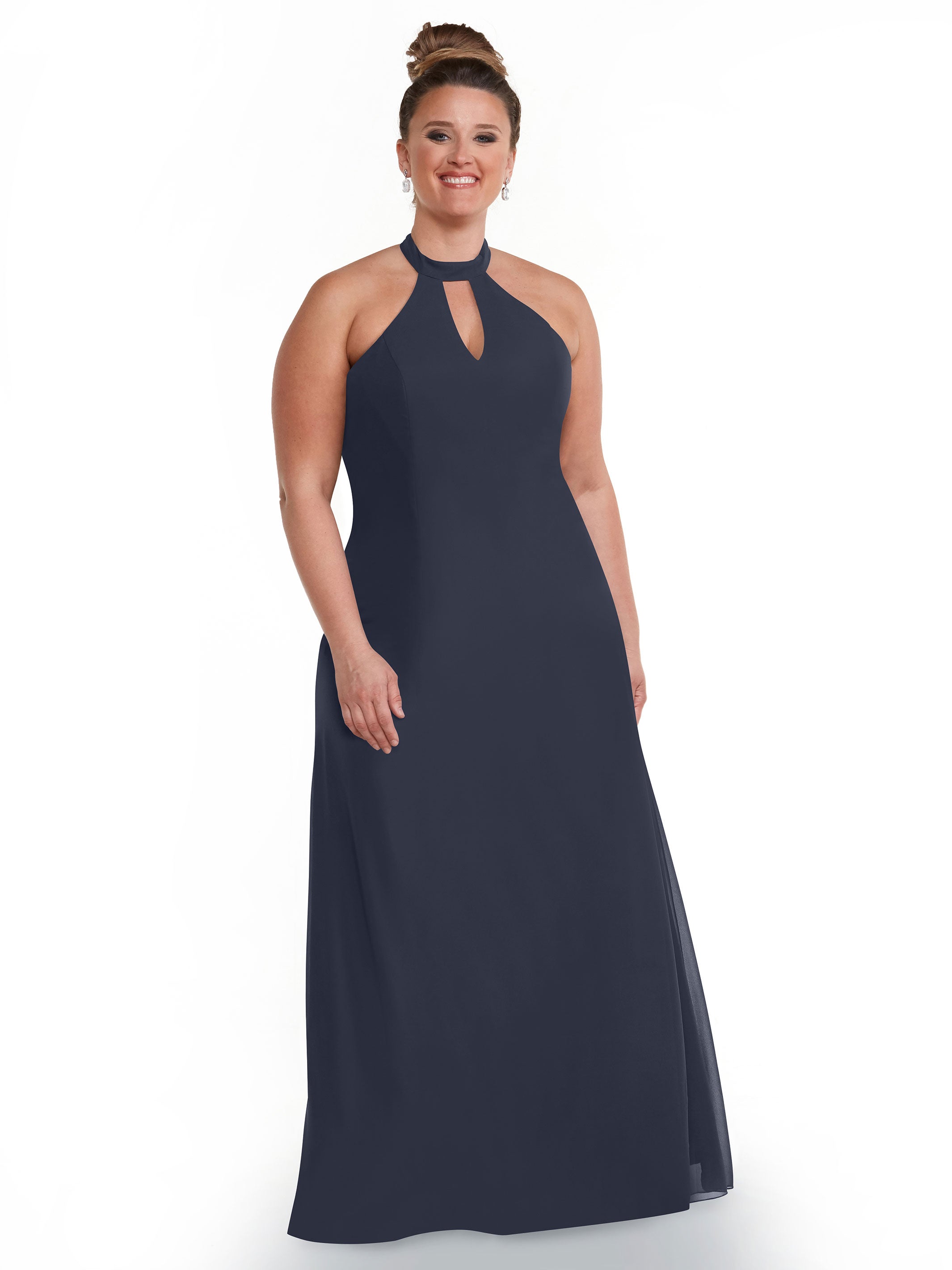 Elegant 80138 Chiffon A-Line Bridesmaid Dress with Keyhole Halter Neckline - Perfect for Weddings, Formal Events & Special Occasions