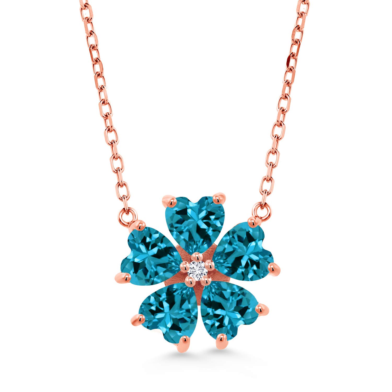 4.79 Ct London Blue Topaz & Lab-Grown Diamond 18K Rose Gold Plated Silver Necklace for Women | Elegant Jewelry Gift for Anniversary, Birthday & Special Occasions