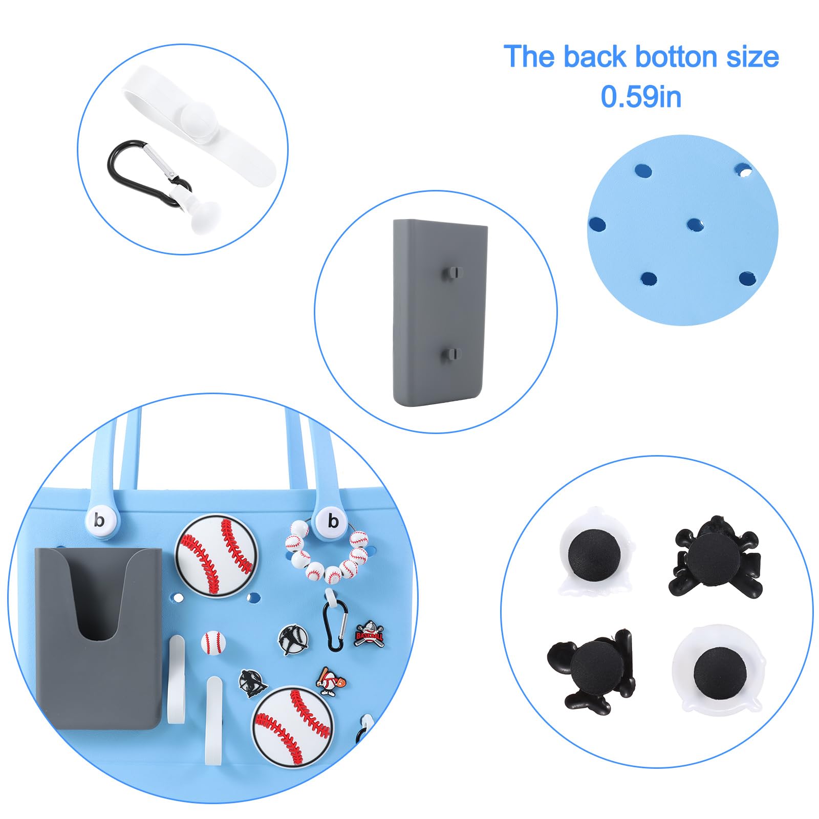 DSLONG Bogg Bag Accessories - 6Pcs Summer Beach Themed Rubber Decorative Charms with 14-16mm Keychain Hooks | Perfect for Beach Bags, Totes & Poolside Essentials