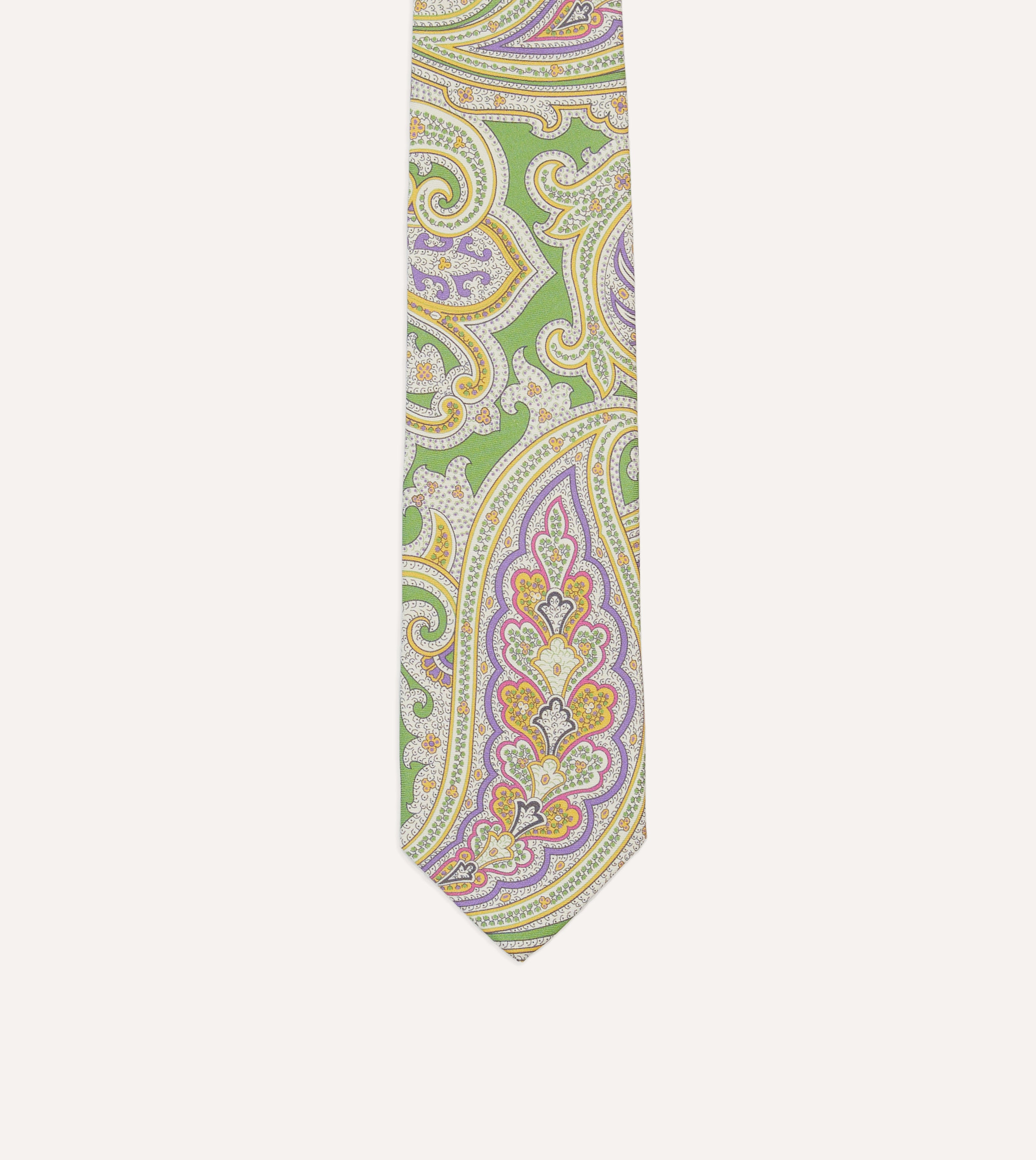 Stylish Green Large Paisley Silk Self-Tipped Necktie for Men - Perfect for Weddings, Business Meetings & Formal Occasions