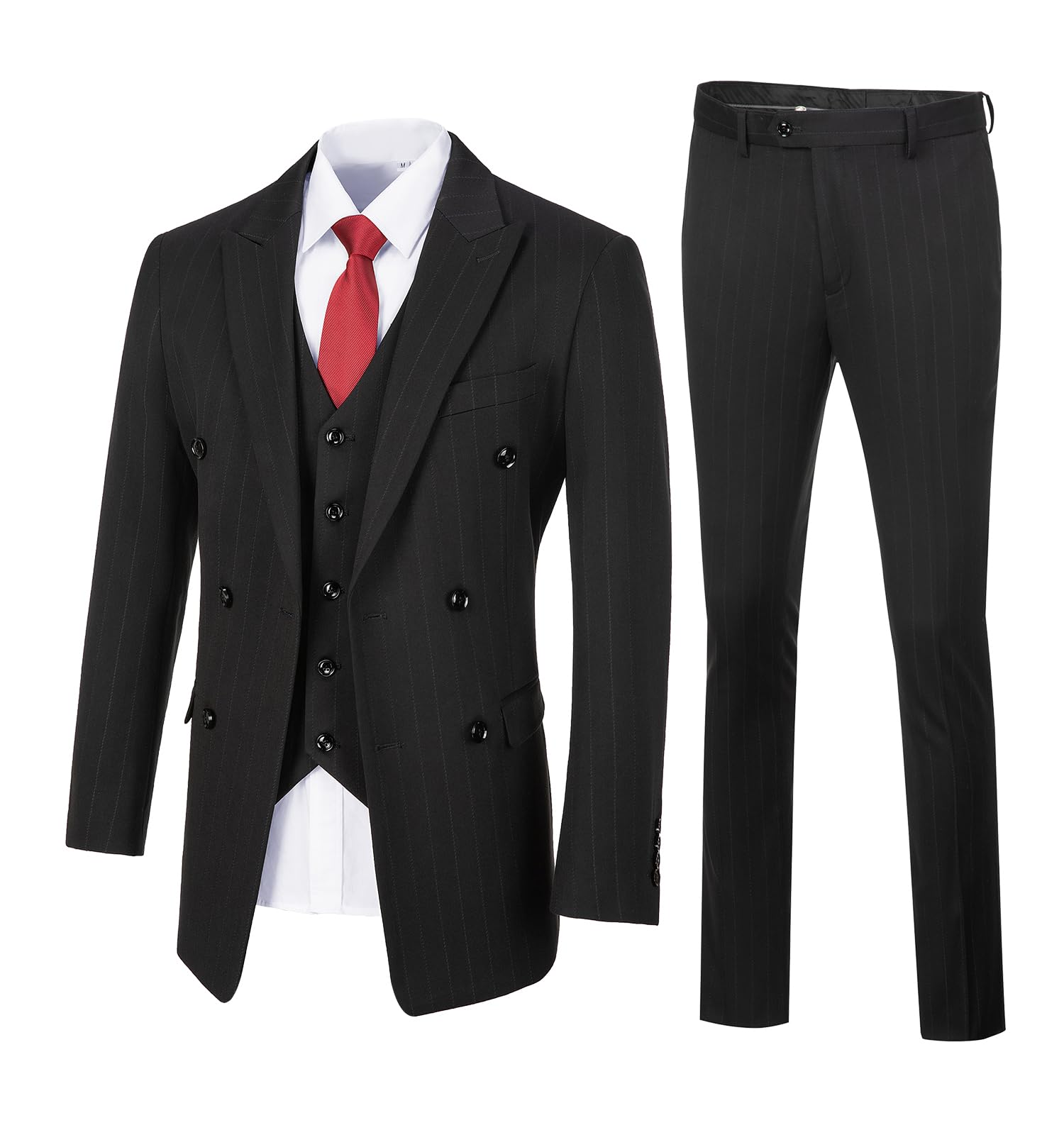 Men's Slim Fit Plaid 3-Piece Suit Set - Checked Casual Tuxedo with Blazer, Vest & Pants for Wedding, Business, Party | Formal & Professional Occasions