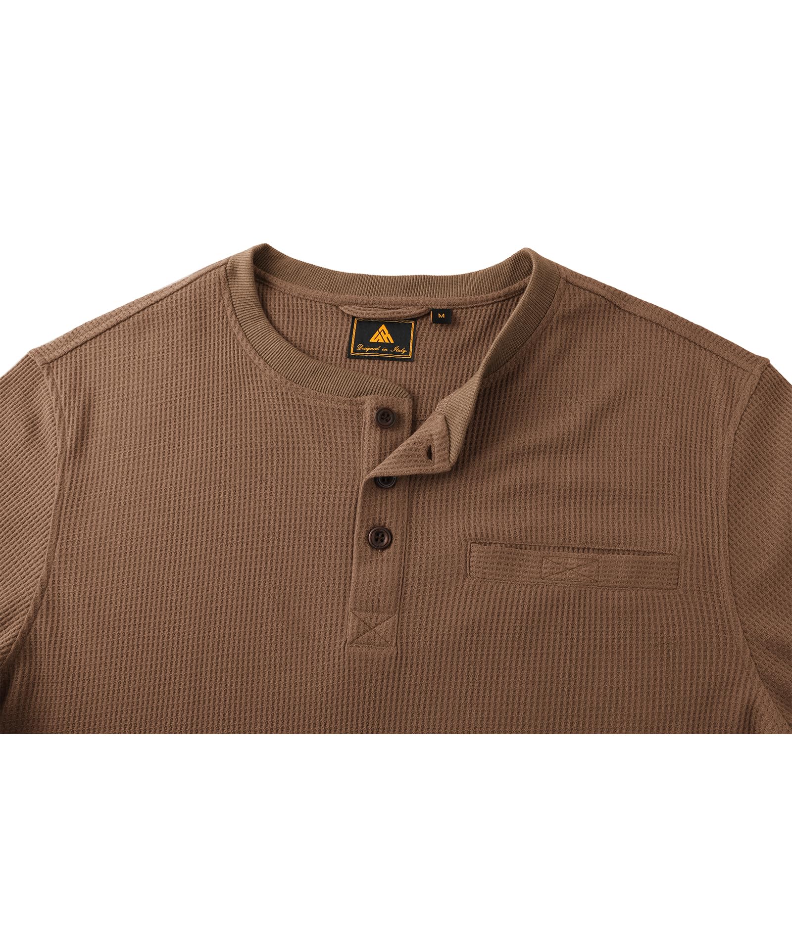ZITY Men's Long Sleeve Henley Shirt - Casual Waffle Thermal Pullover with 3 Buttons & Pocket | Warm Winter Layering, Outdoor Activities, Workwear
