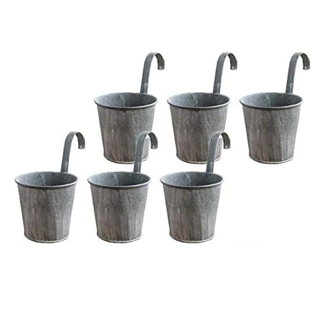 LEIGE Metal Hanging Planter - Retro Gray Flower Pot Hooks for Outdoor Balcony, Fence & Wall Decor - Rust-Resistant Garden Plant Hanger (One Size) - Perfect for Small Spaces, Vertical Gardens & Home Decoration