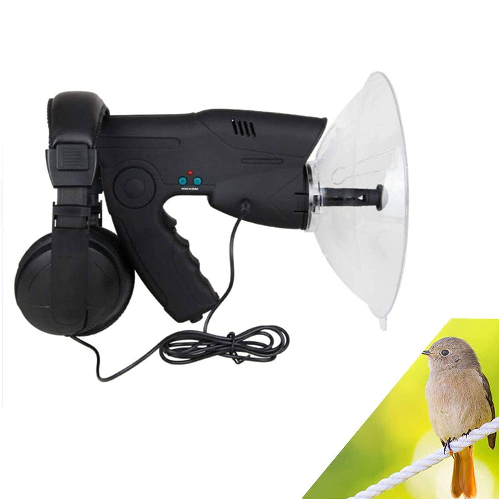 8X Portable Parabolic Microphone Monocular - Bionic Sound Amplifier Ear for Bird Watching & Nature Observation | Perfect for Outdoor Adventures, Wildlife Monitoring & Security Surveillance