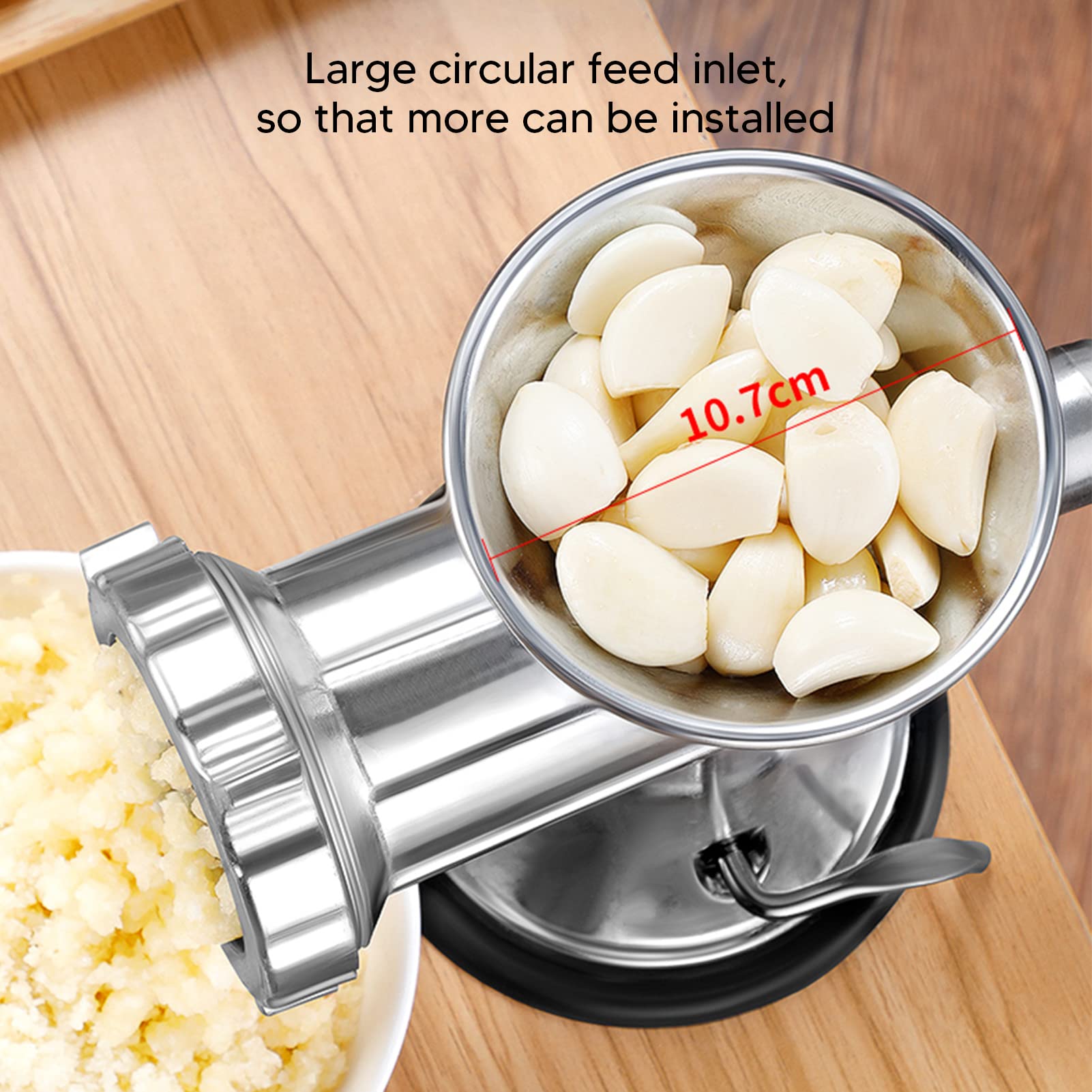 Stainless Steel Manual Meat Grinder - Heavy Duty Aluminum Alloy Sausage Maker with Suction Cup Base | Perfect for Home Kitchen, Camping & Outdoor Cooking | Silver