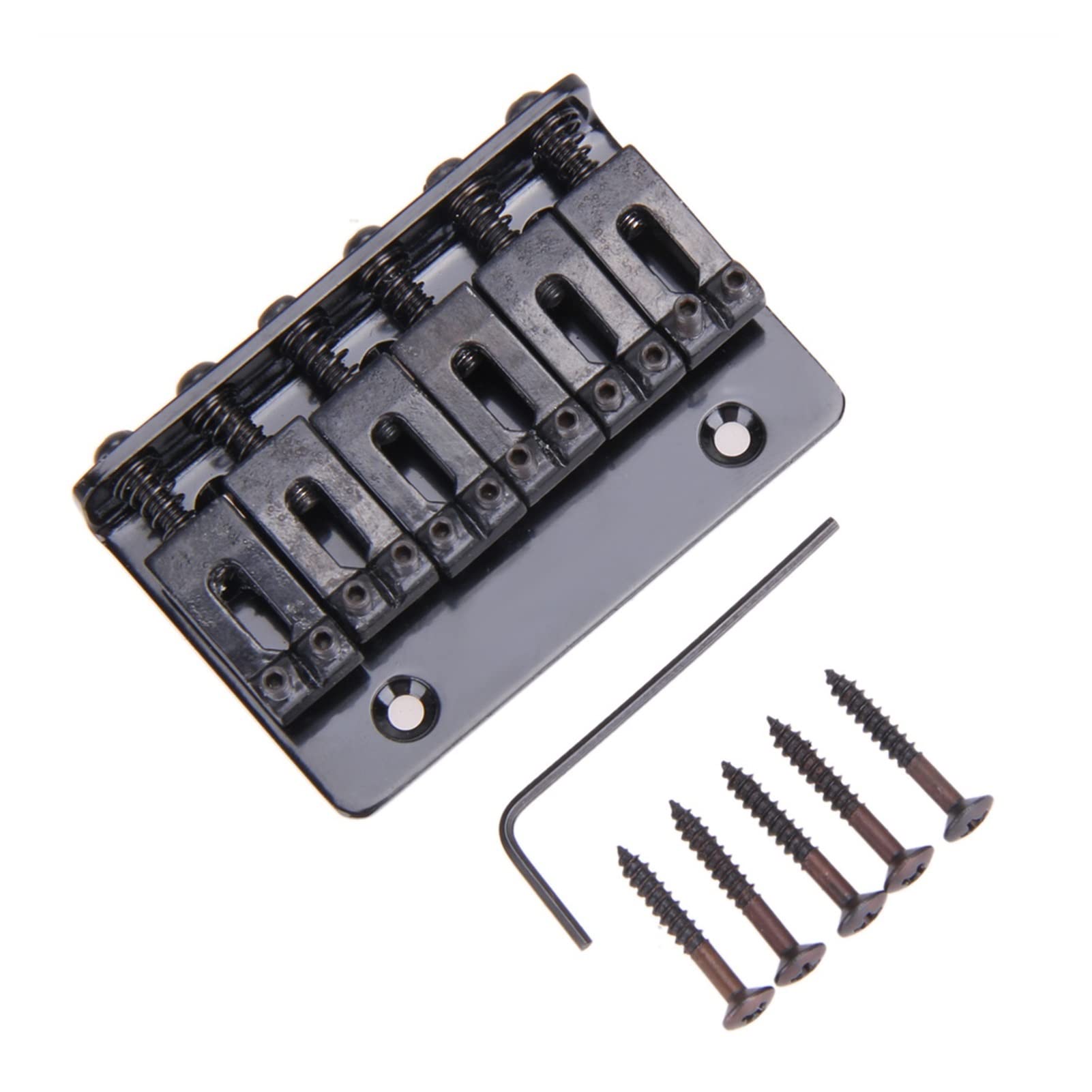 Electric Guitar Hardtail Bridge - 6-Saddle Top Load Metal Tailpiece Replacement Part for Electric Guitars | Black Finish | Perfect for DIY Guitar Repairs & Upgrades
