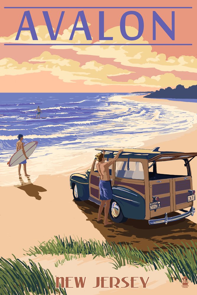 Woody on the Beach Metal Wall Art - 16x24 Gallery Quality Aluminum Decor - Avalon New Jersey Coastal Theme - Perfect for Beach House, Living Room or Office Decor