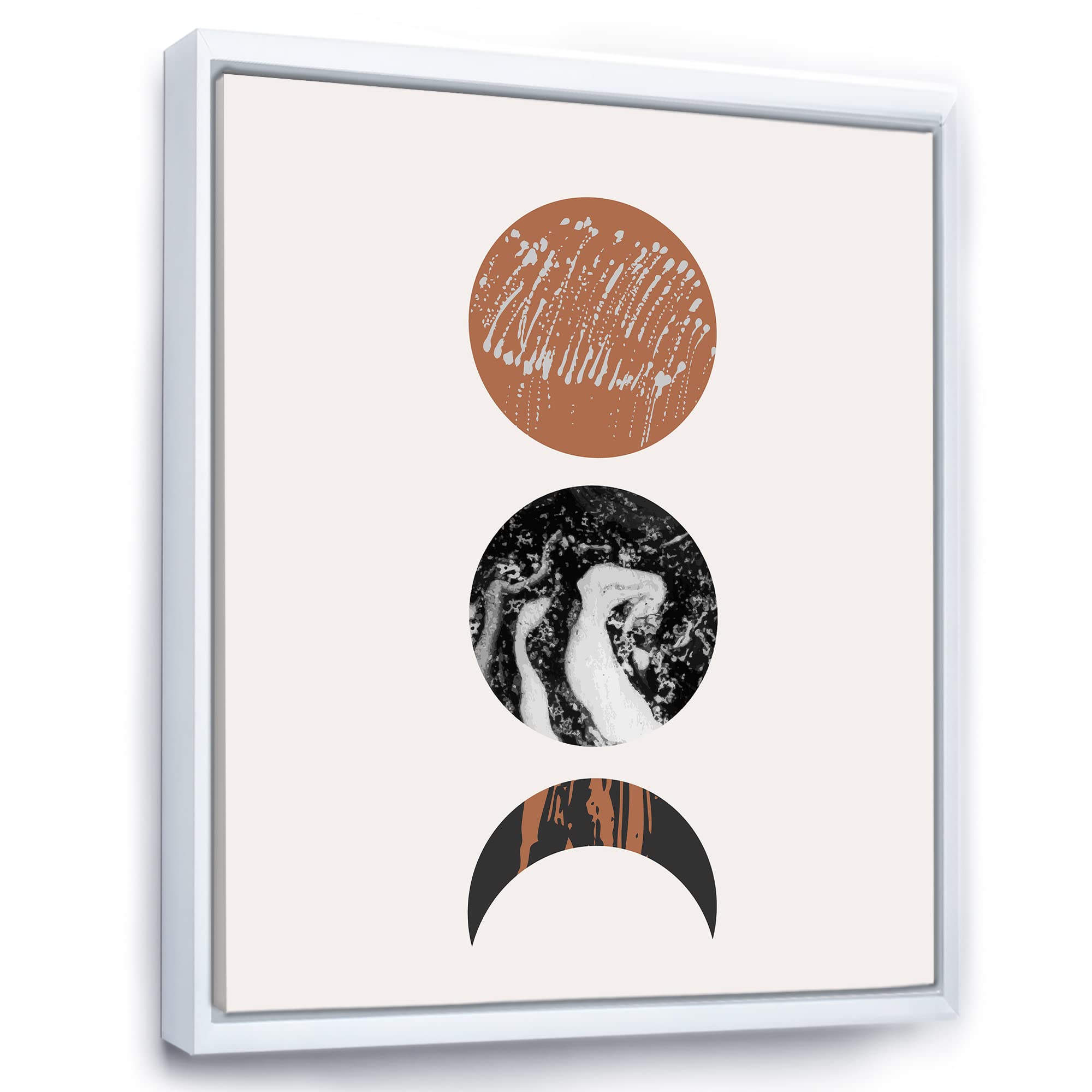 DesignQ Retro Abstract Sun and Moon Canvas Wall Art Print - Modern Framed Home Decor for Living Room, Bedroom & Office
