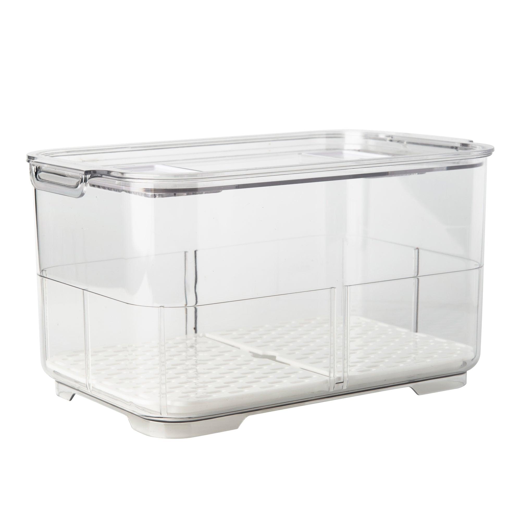2-Pack Fridge Organizer Bins with Drainage Plug - Stackable Refrigerator Storage Containers for Fruits, Vegetables & Leftovers | Perfect for Kitchen Organization & Meal Prep