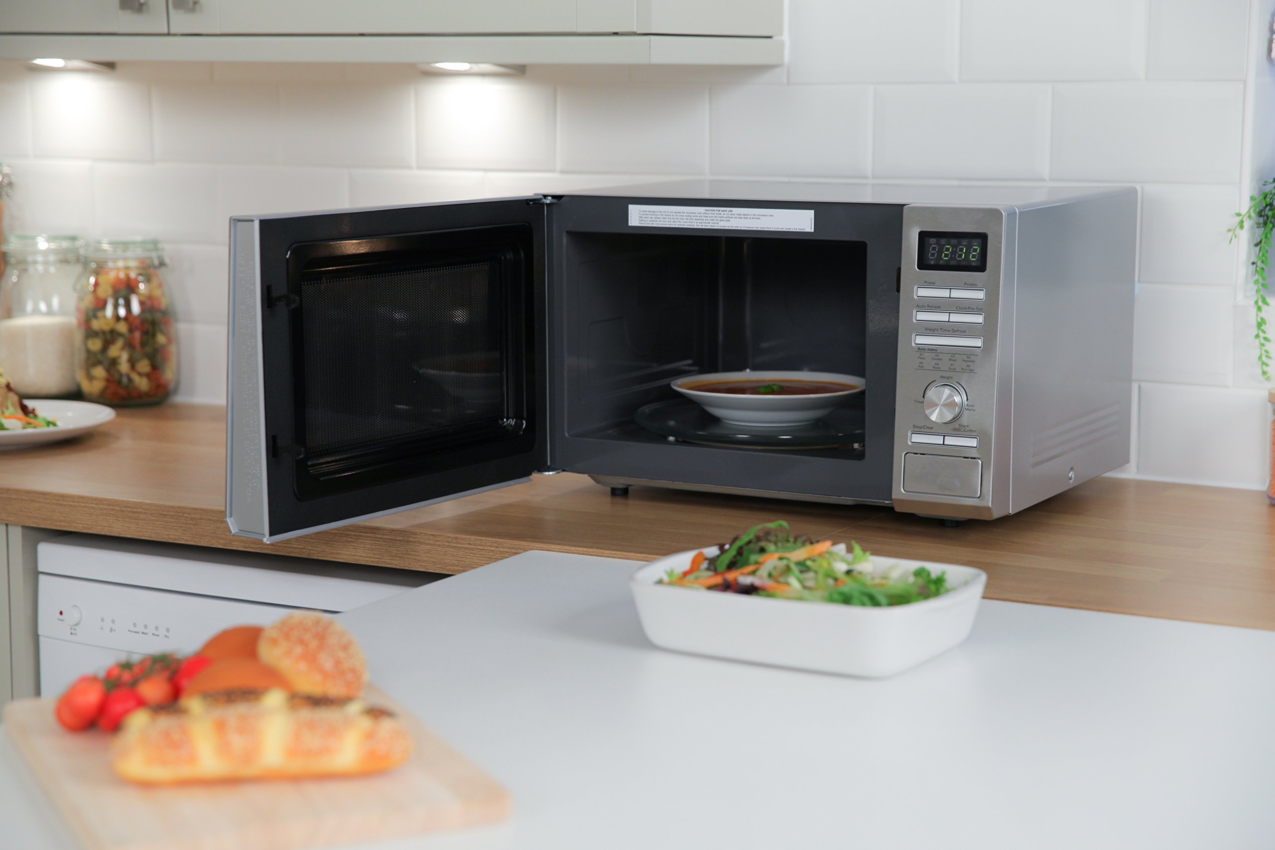 Russell Hobbs RHM2563 25L Digital 900W Solo Microwave Oven in Stainless Steel - Perfect for Small Kitchens, Dorms & Office Break Rooms