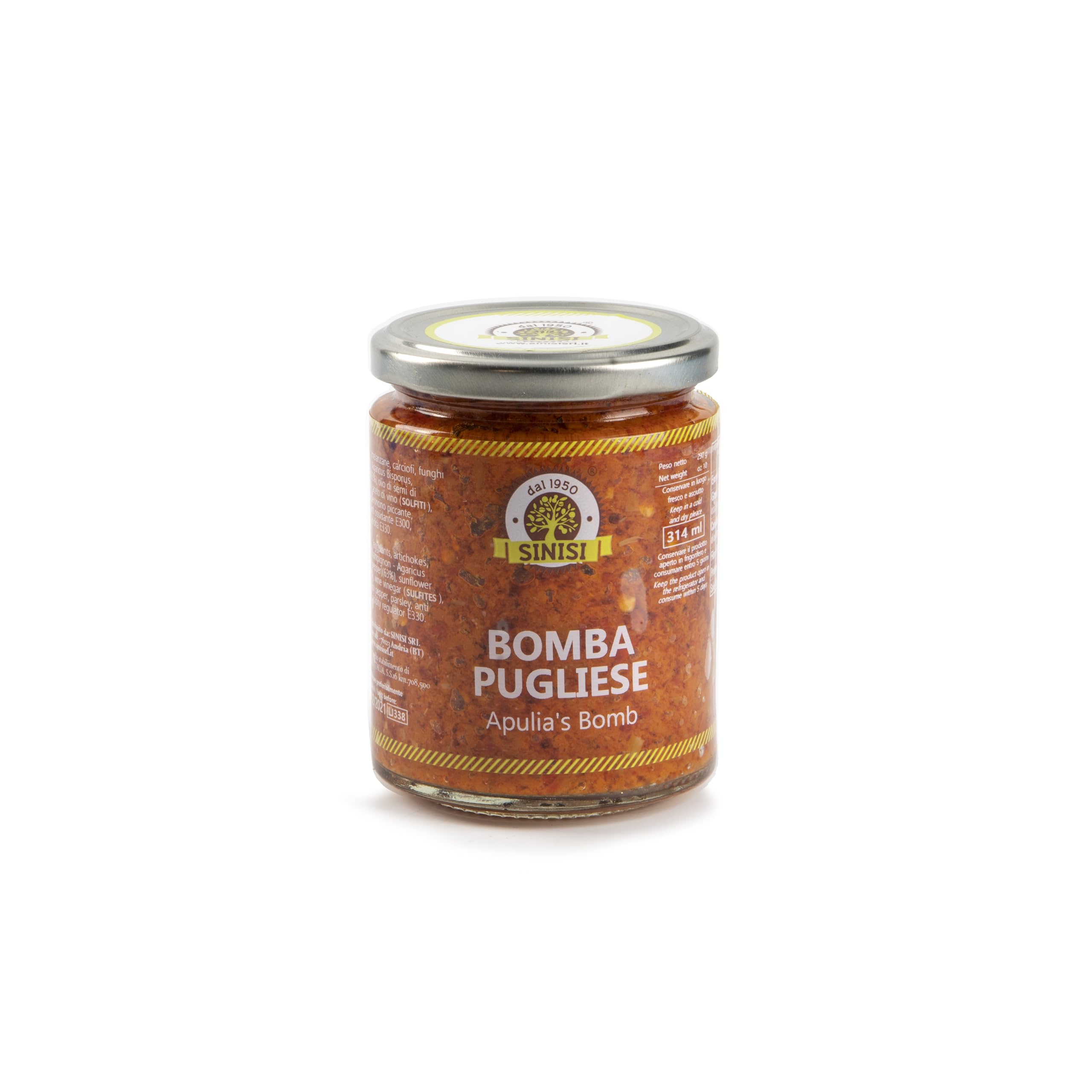 Authentic Italian Bomba Pugliese Hot Sauce 314ml - Spicy Calabrian Chili Pepper Spread for Pizza, Pasta & Sandwiches