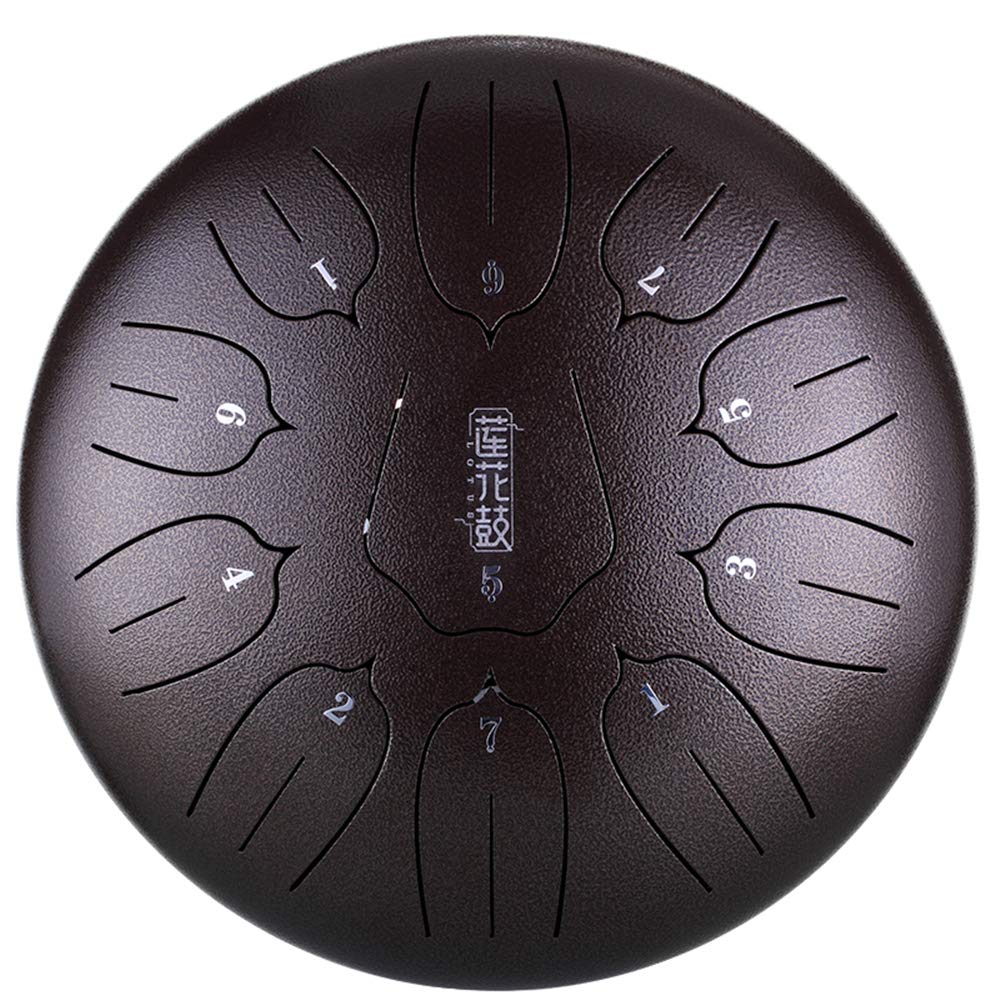 11-Note Mini Steel Tongue Drum - 10 Inch Handpan Percussion Instrument with Padded Travel Bag (Chestnut) | Perfect for Meditation, Music Therapy & Traveling Musicians