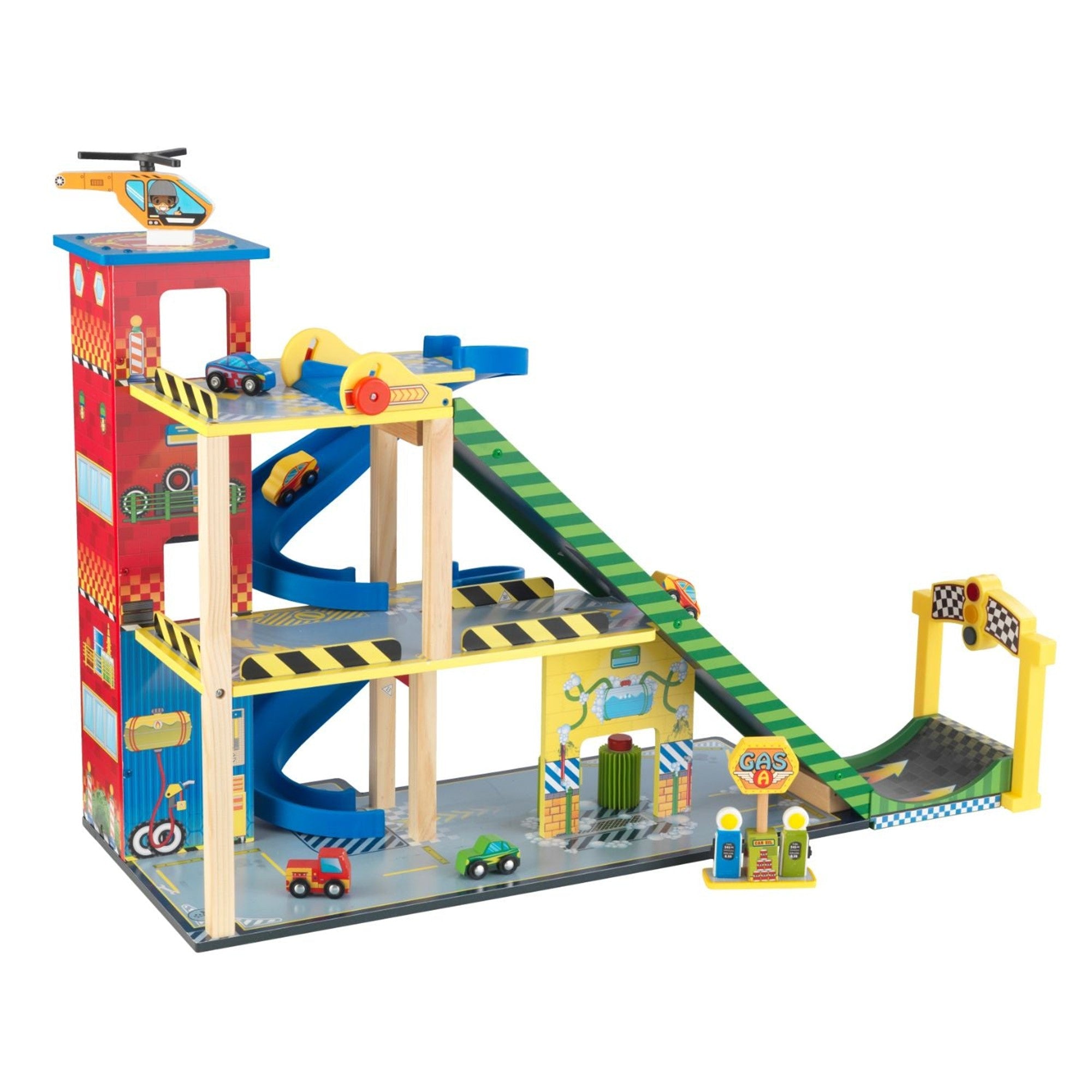 KidKraft Mega Ramp Racing Set - Wooden Toy Car Track Playset for Kids Ages 3+ | Perfect for Indoor Playrooms, Birthday Gifts & STEM Learning Activities