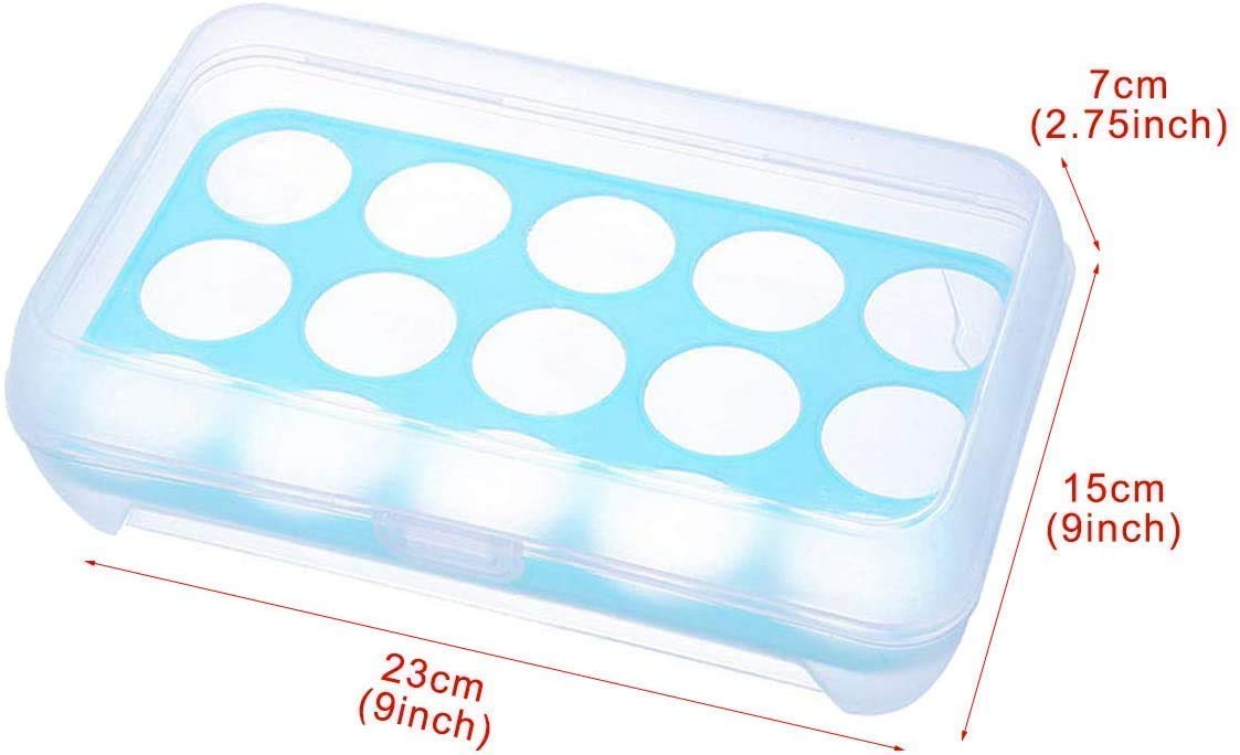 Portable 15-Grid Egg Storage Box - Plastic Single Layer Egg Holder with Tray for Fresh Eggs, Food & Vegetable Storage - Durable Kitchen Organizer for Refrigerator, Pantry & Farm Use