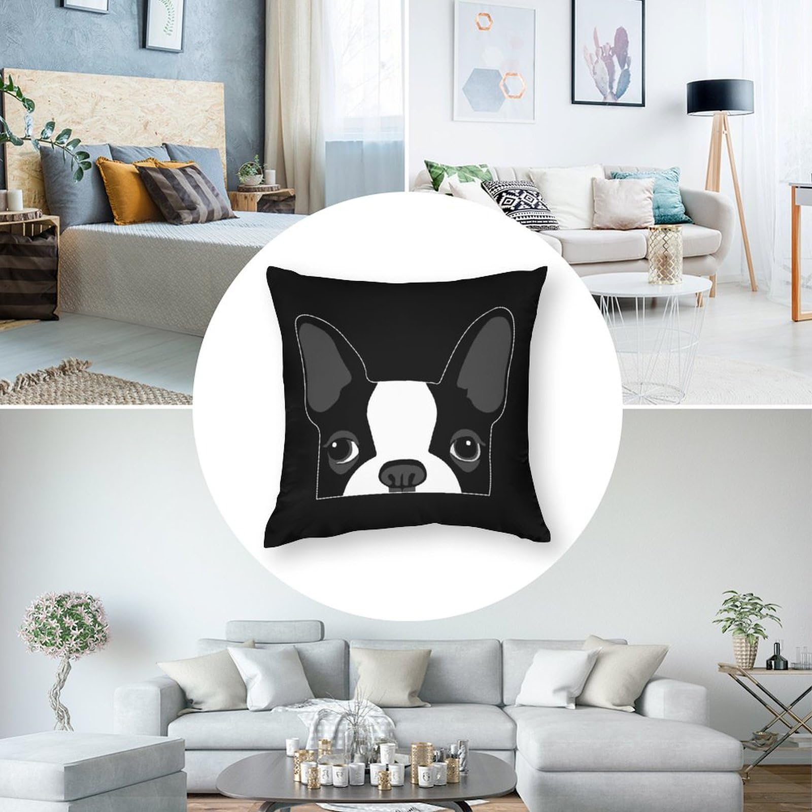 French Bulldog Head Polyester Pillow Cases - Soft & Smooth Cushion Covers for Sofa, Bed, Living Room Decor (32x32 Inches, 1 Piece) - Perfect for Home Decor, Gifts, and Pet Lovers