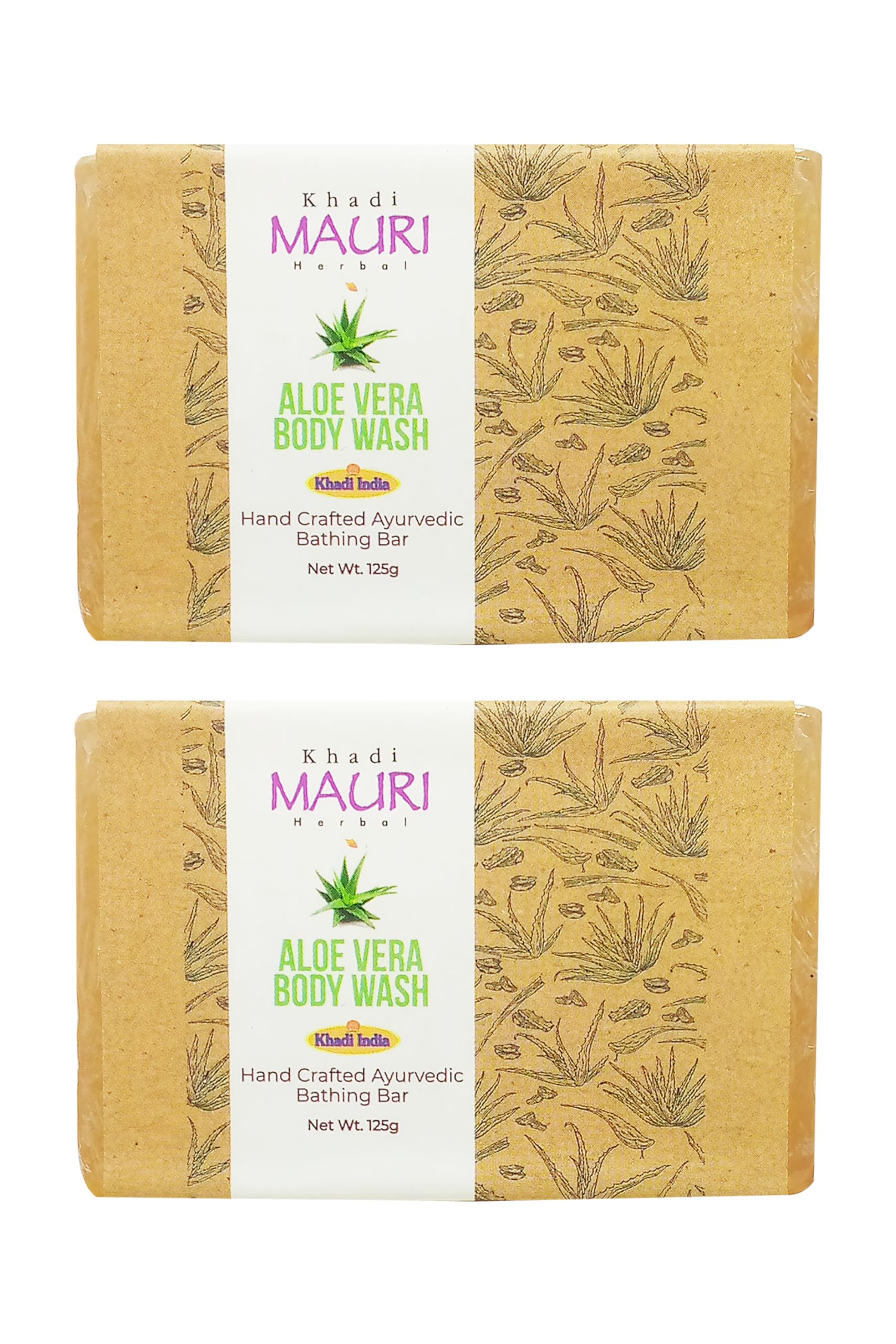 Khadi Mauri Aloe Vera Soap - Natural & Organic, Pack of 2 (250g Each) for Glowing Skin & Acne Treatment - Perfect for Daily Face & Body Cleansing