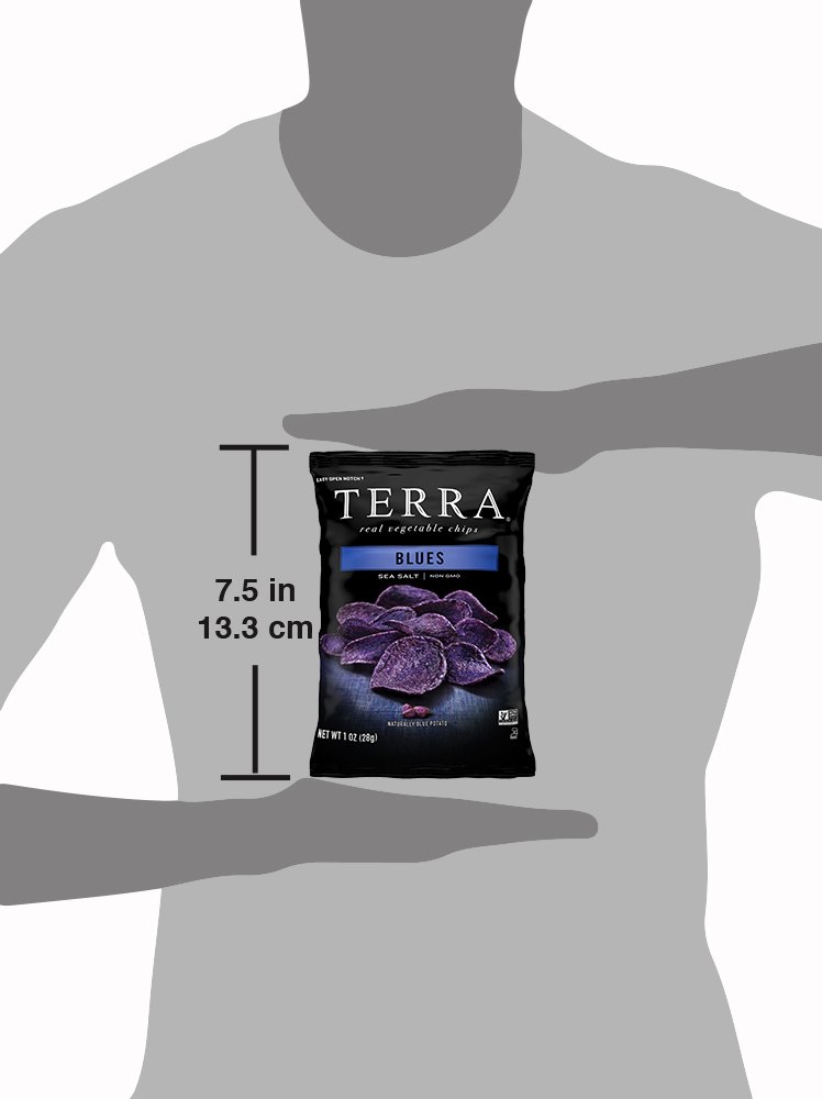 Terra Vegetable Chips, Blues Chips with Sea Salt, 1 Oz (Pack of 24) | Healthy Snacks for Parties, Office & On-the-Go | Gluten-Free & Vegan Friendly
