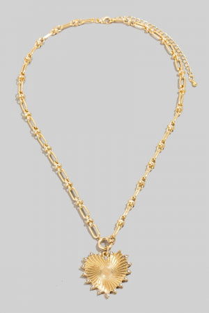 Elegant Studded Shining Gold Heart Pendant Chain Necklace for Women - Perfect Gift for Valentine's Day, Anniversary & Romantic Occasions
