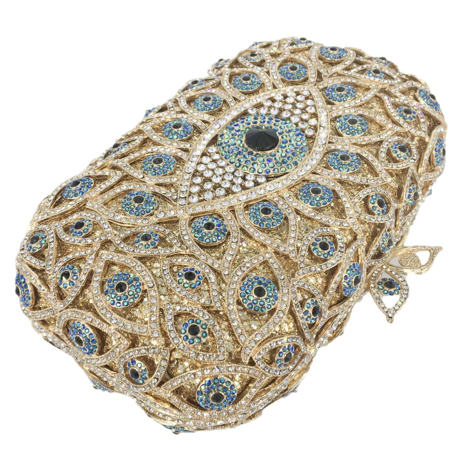 FGG Evil Eye Crystal Clutch Bag for Women - Elegant Rhinestone Evening Purse for Wedding, Party & Prom - Mini Handbag for Special Occasions & Night Out Accessories
