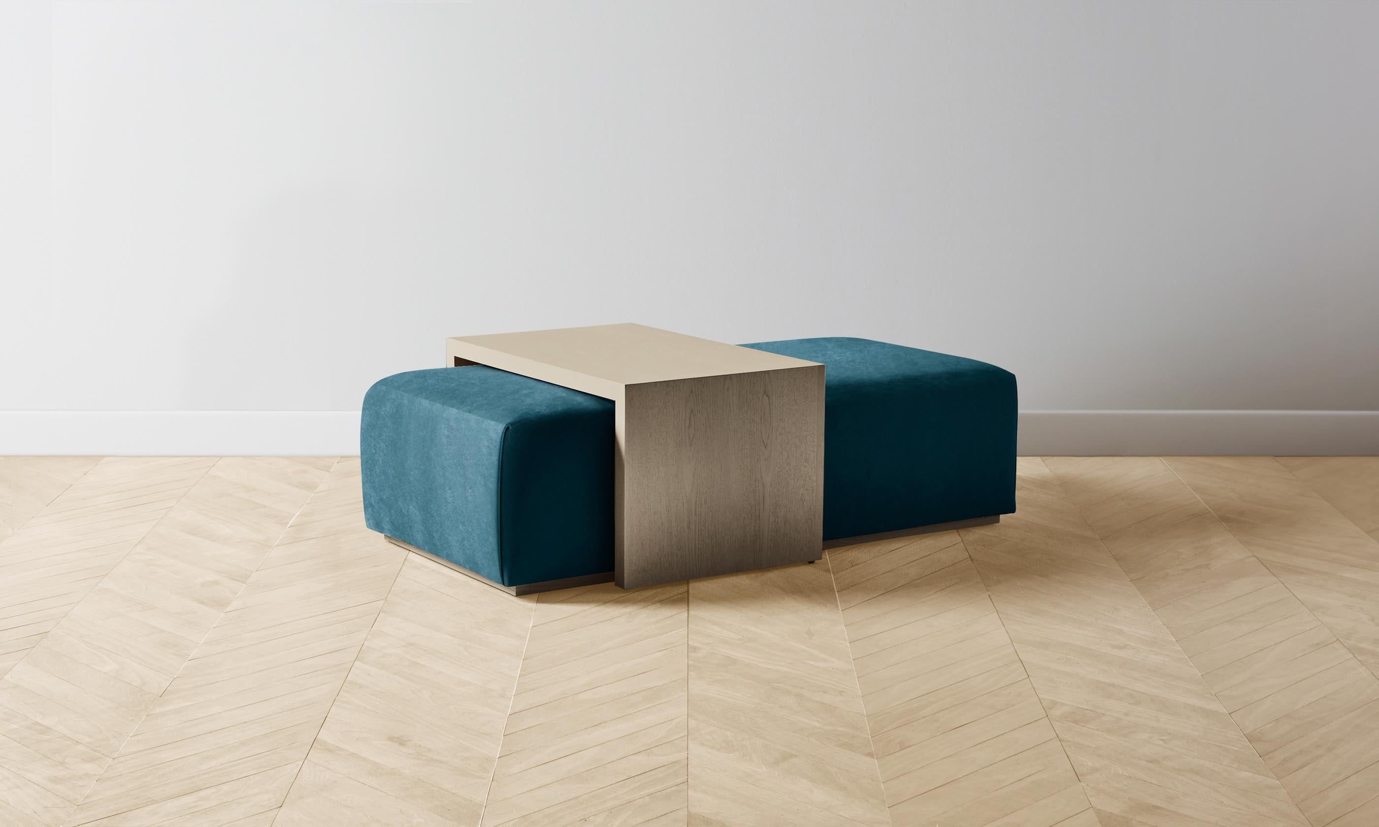 The Bowery Ottoman - Performance Velvet Lagoon Blue Storage Bench for Living Room, Bedroom & Entryway - Stylish Footrest & Seating Solution for Home Decor