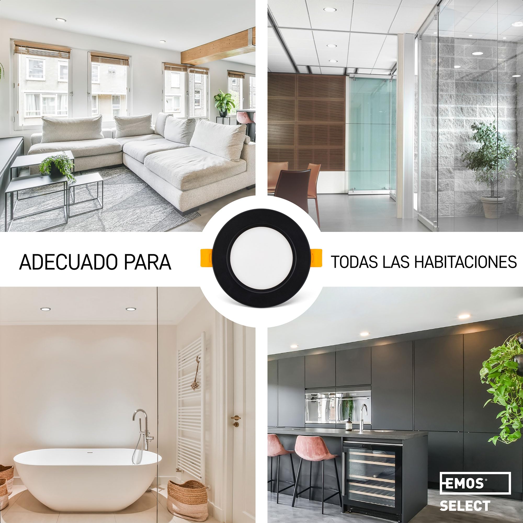 EMOS 5W 500 Lumens Warm White 3000K LED Recessed Downlights - IP54 Waterproof Ceiling Spot Lights for Bathroom, Kitchen, Hallway (Set of 3, Black) - Perfect for Home, Office & Commercial Lighting