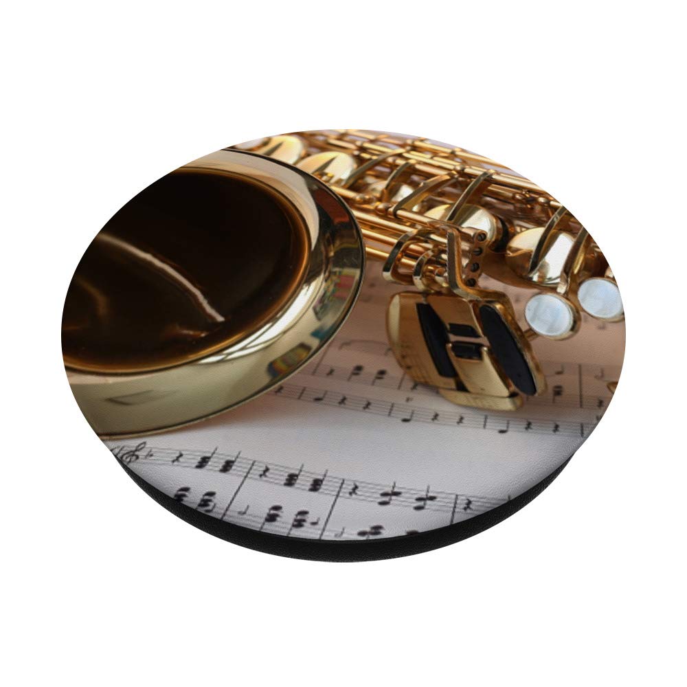 Saxophone-Themed PopGrip: Swappable Phone Grip with Sax Keys Design - Perfect Gift for Musicians & Music Lovers - Ideal for Concerts, Rehearsals & Daily Phone Use