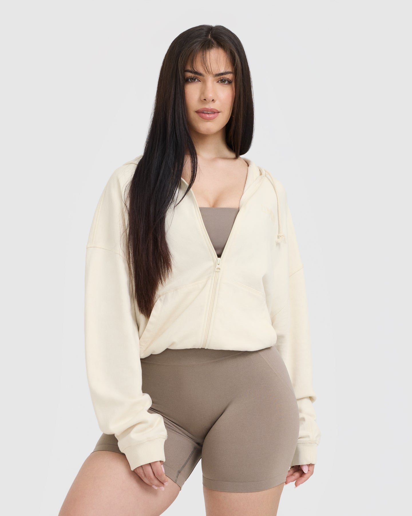 Raw Lounge Oversized Zip Hoodie for Men & Women - Soft Fleece Pullover with Kangaroo Pocket | Off White | Perfect for Casual Wear, Loungewear, and Outdoor Activities