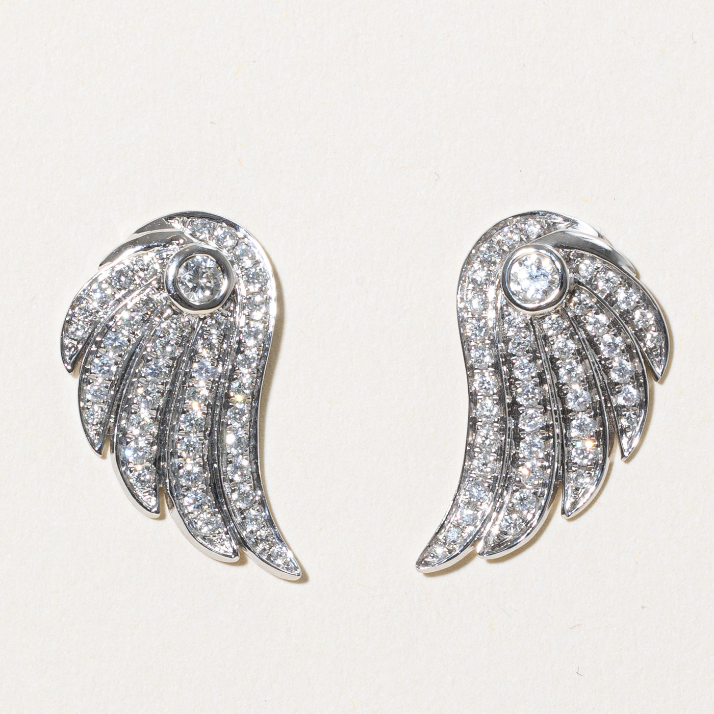 Sparkling Diamond Angel Wing Earrings - 0.61ctw Stud Earrings for Women, 14K White Gold Winged Jewelry Gift for Birthday, Anniversary & Valentine's Day | Perfect for Weddings, Parties & Special Occasions