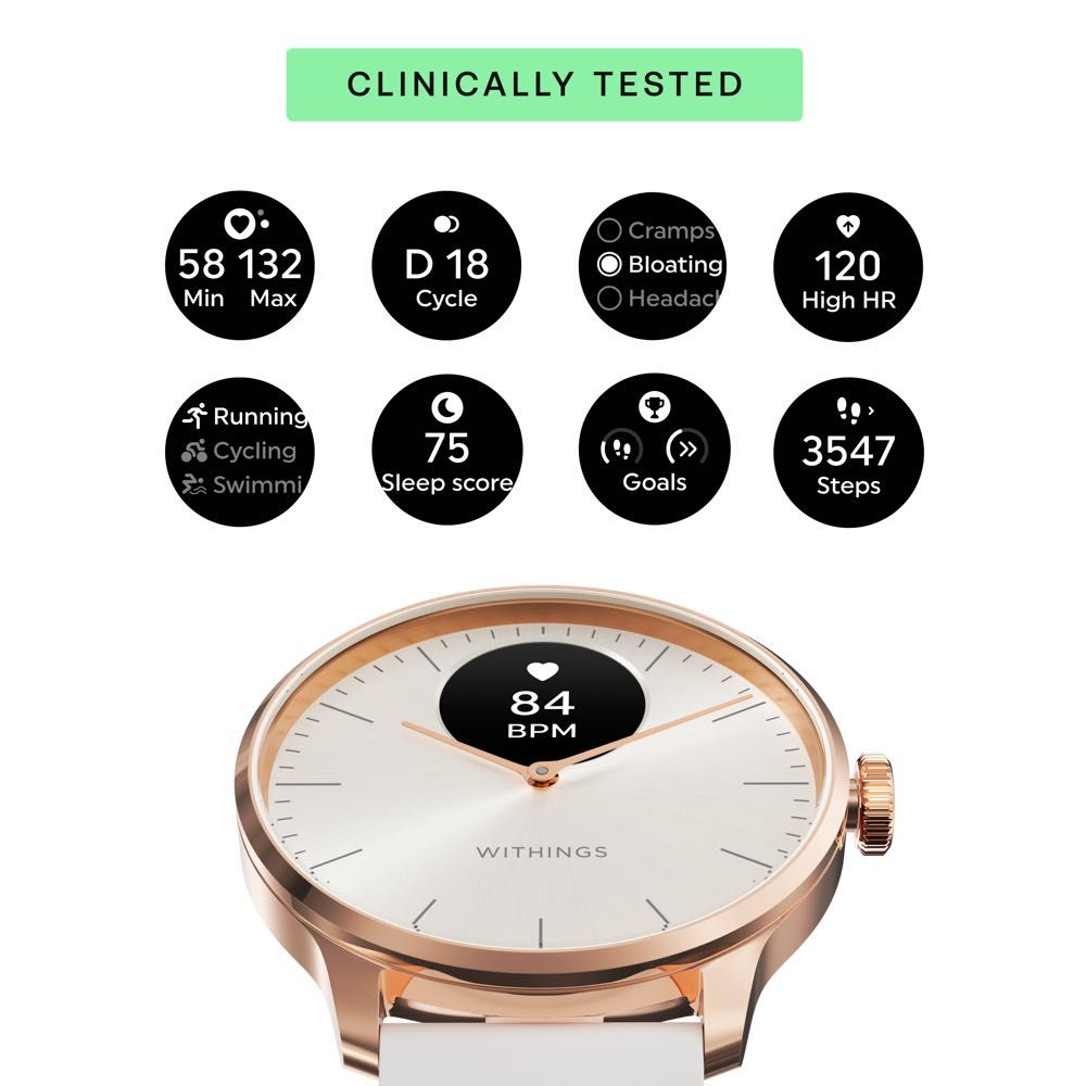 Withings ScanWatch Light (37mm) - Smart Hybrid Watch with Heart Rate Monitor, Sleep Tracking & Activity Tracker - Perfect for Fitness Enthusiasts & Health-Conscious Users
