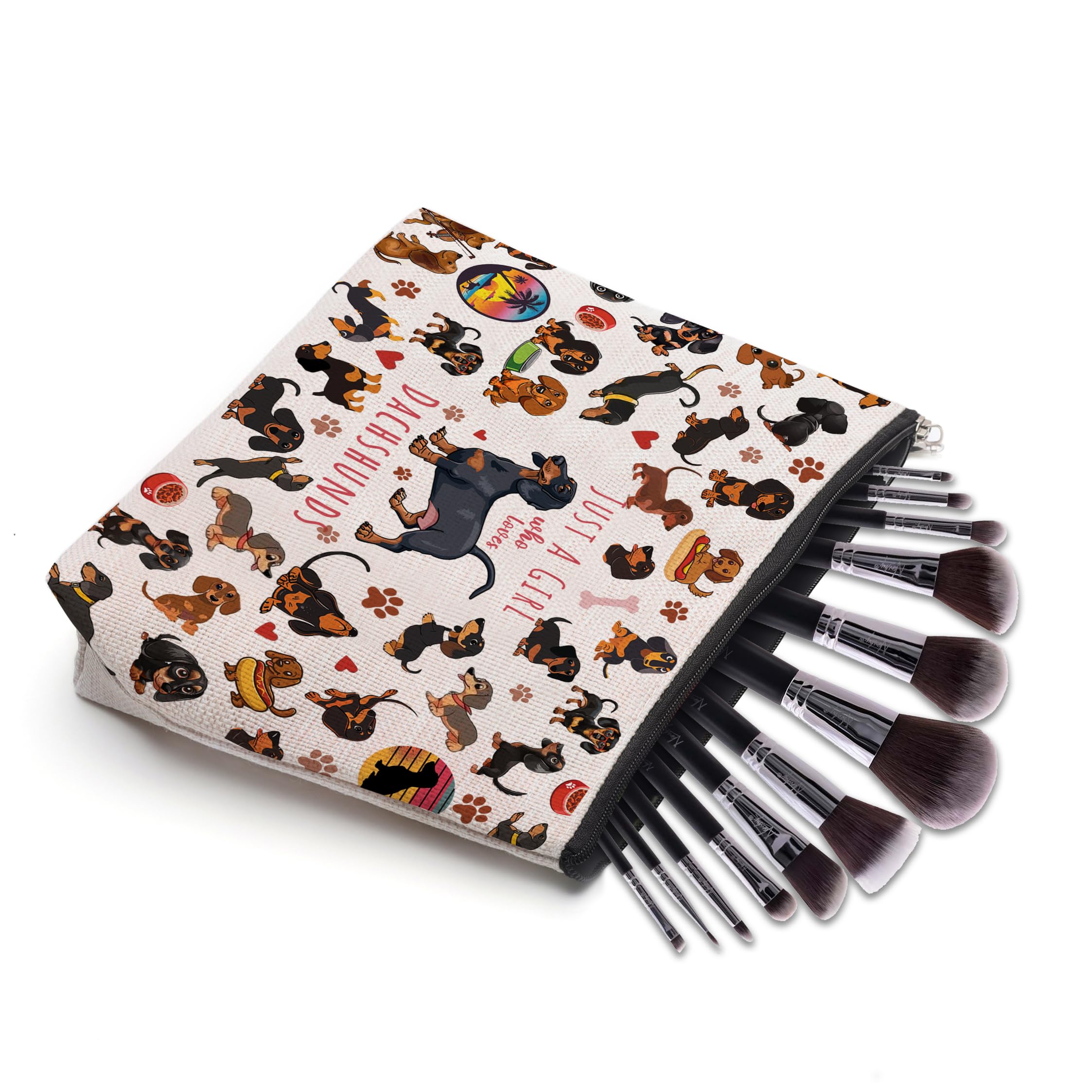 Dachshund Makeup Bag for Women - Cute Wiener Dog Cosmetic Pouch with Zipper, Perfect Birthday Gift for Dachshund Lovers | Great for Travel, Gym & Daily Essentials Storage