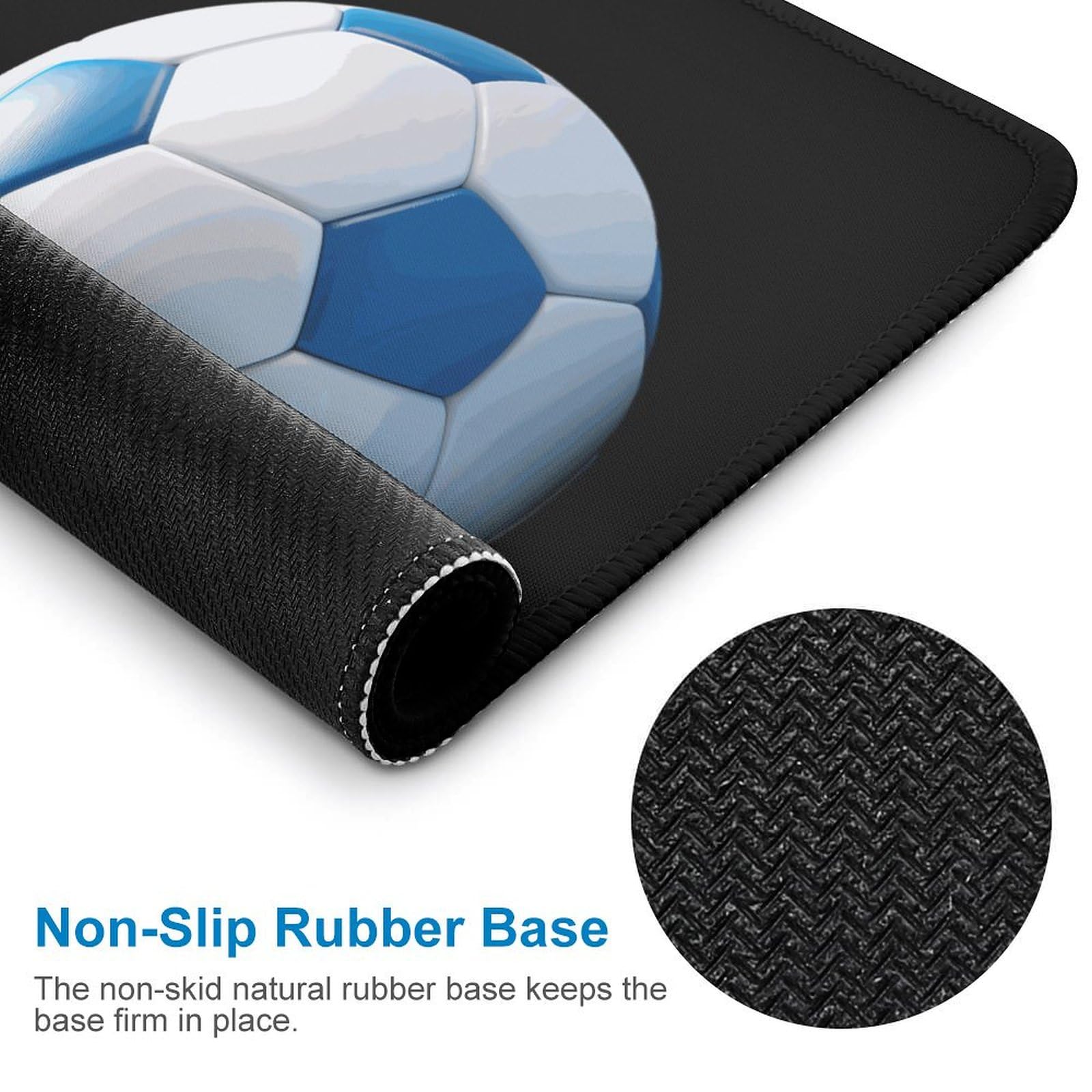 Premium Football-Themed Mouse Pad - Non-Slip Rubber Base, Stitched Edge, Waterproof (9.8