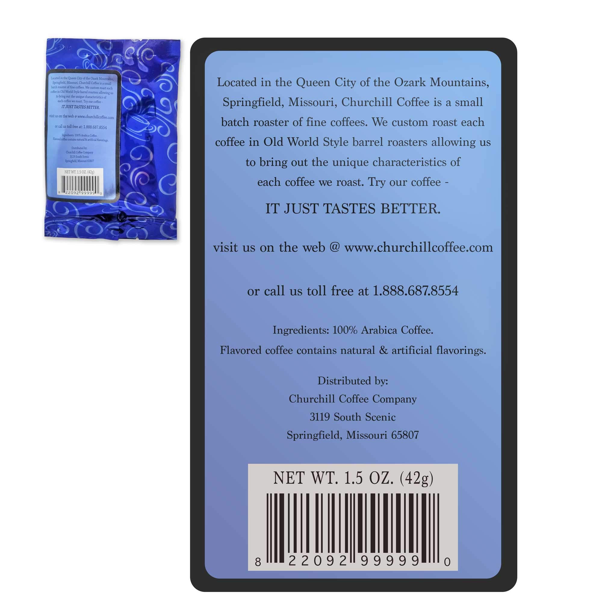 Churchill Coffee Signature Reserve Blend - 10 Portioned Packs (1.5 oz Each) - Premium Ground Unflavored Coffee for Home, Office & Gifts - Perfect for Coffee Lovers & Daily Brewing
